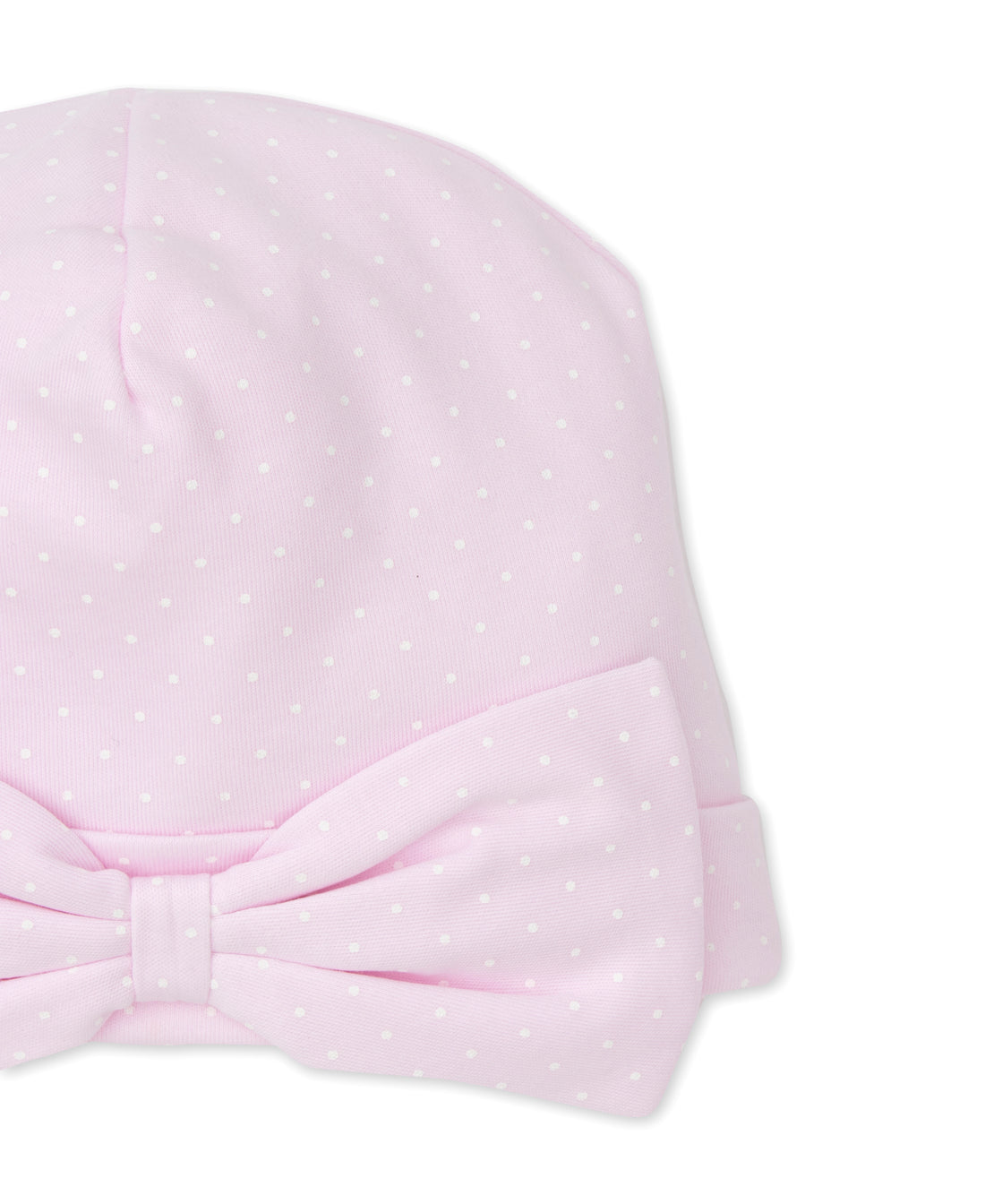 Dots Print Baby Beanie with Bow: Pink with White