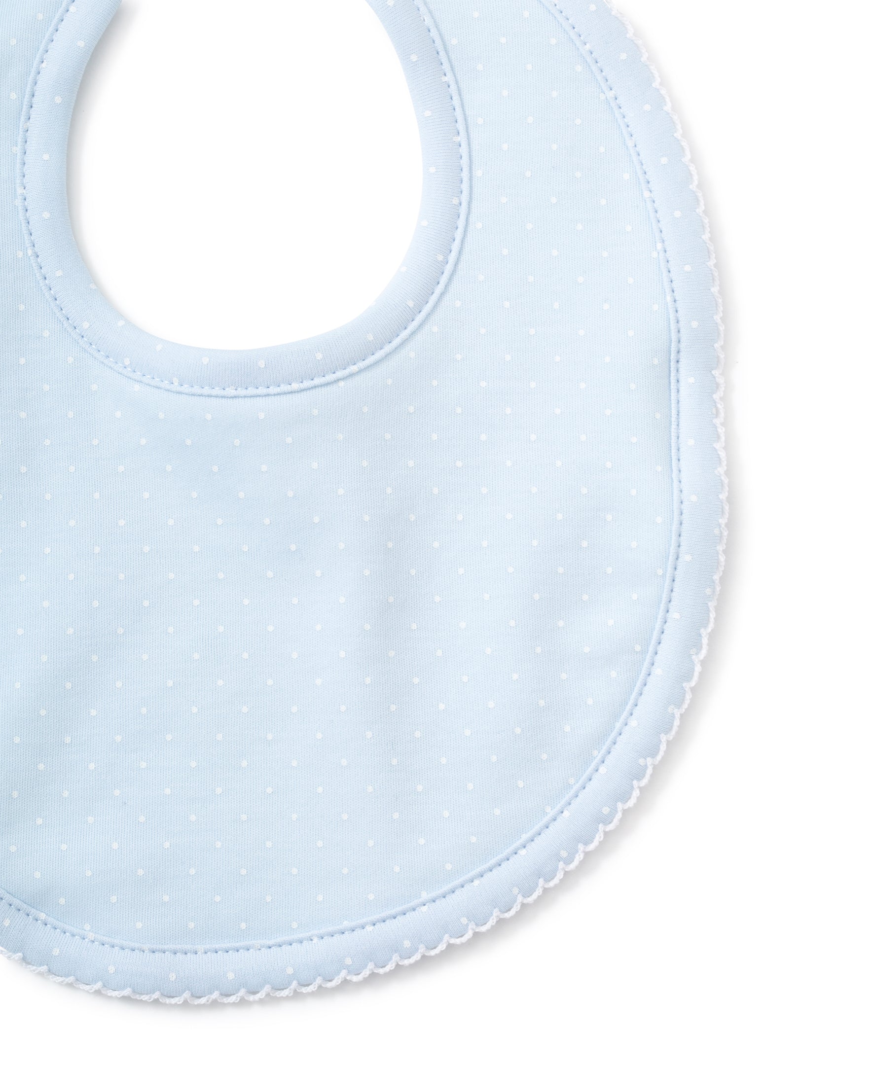 Dots Print Bib: Light Blue with White