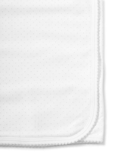 Dots Print Baby Blanket: White with Silver