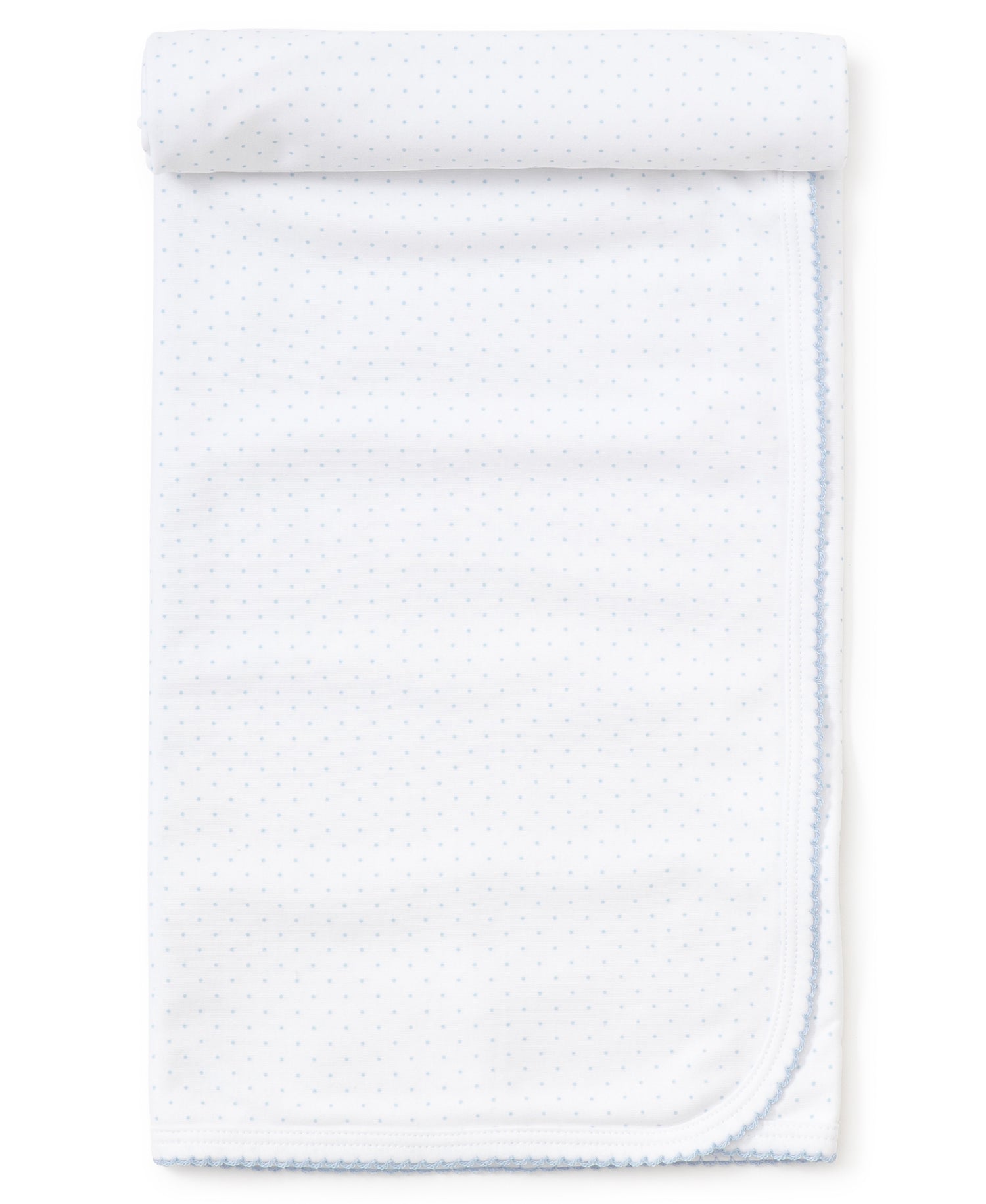 Dots Print Baby Blanket: White with Light Blue