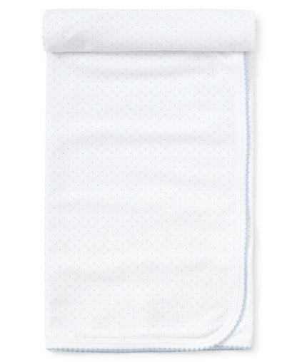 Dots Print Baby Blanket: White with Light Blue