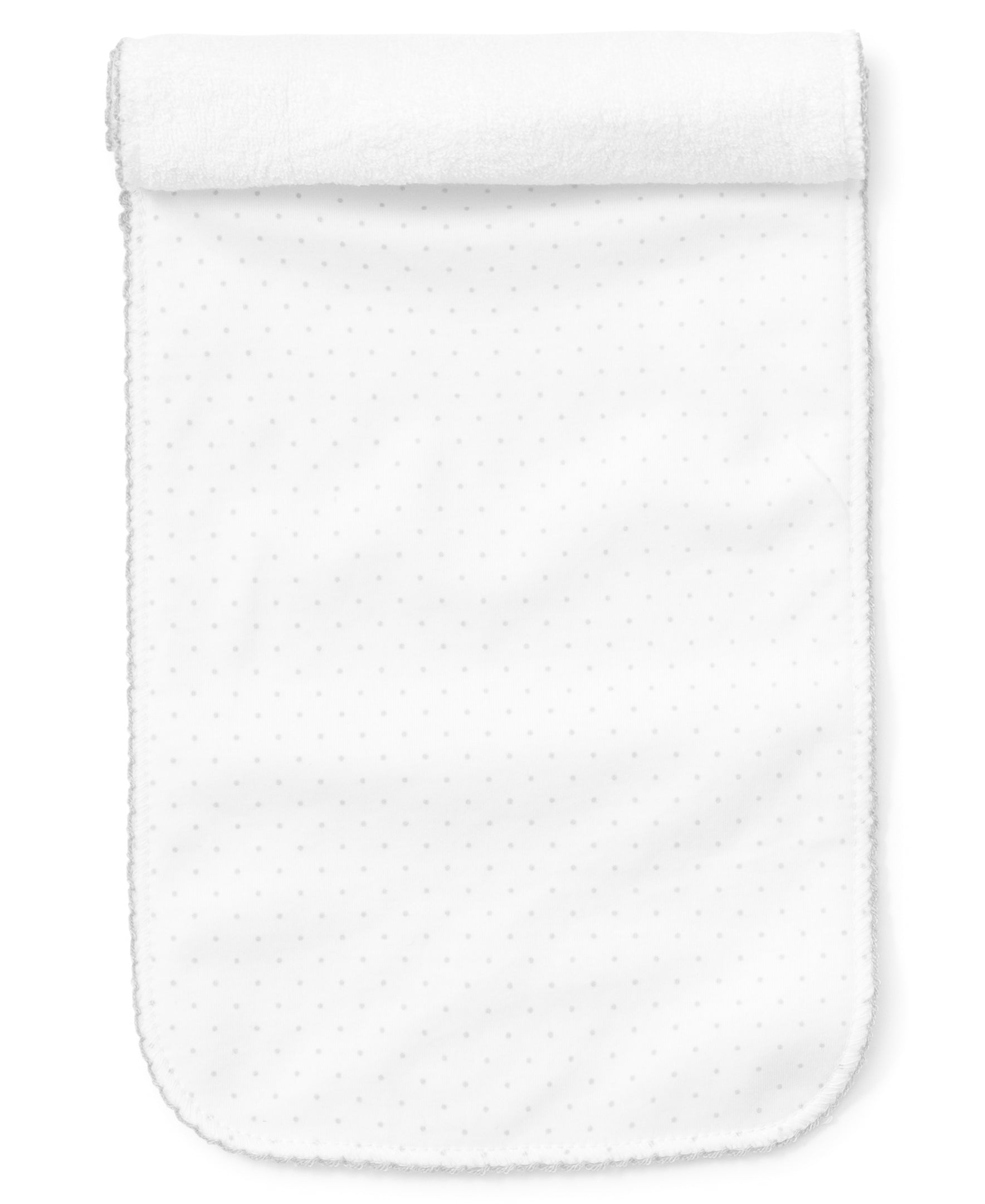 Dots Print Burp Cloth: White with Silver