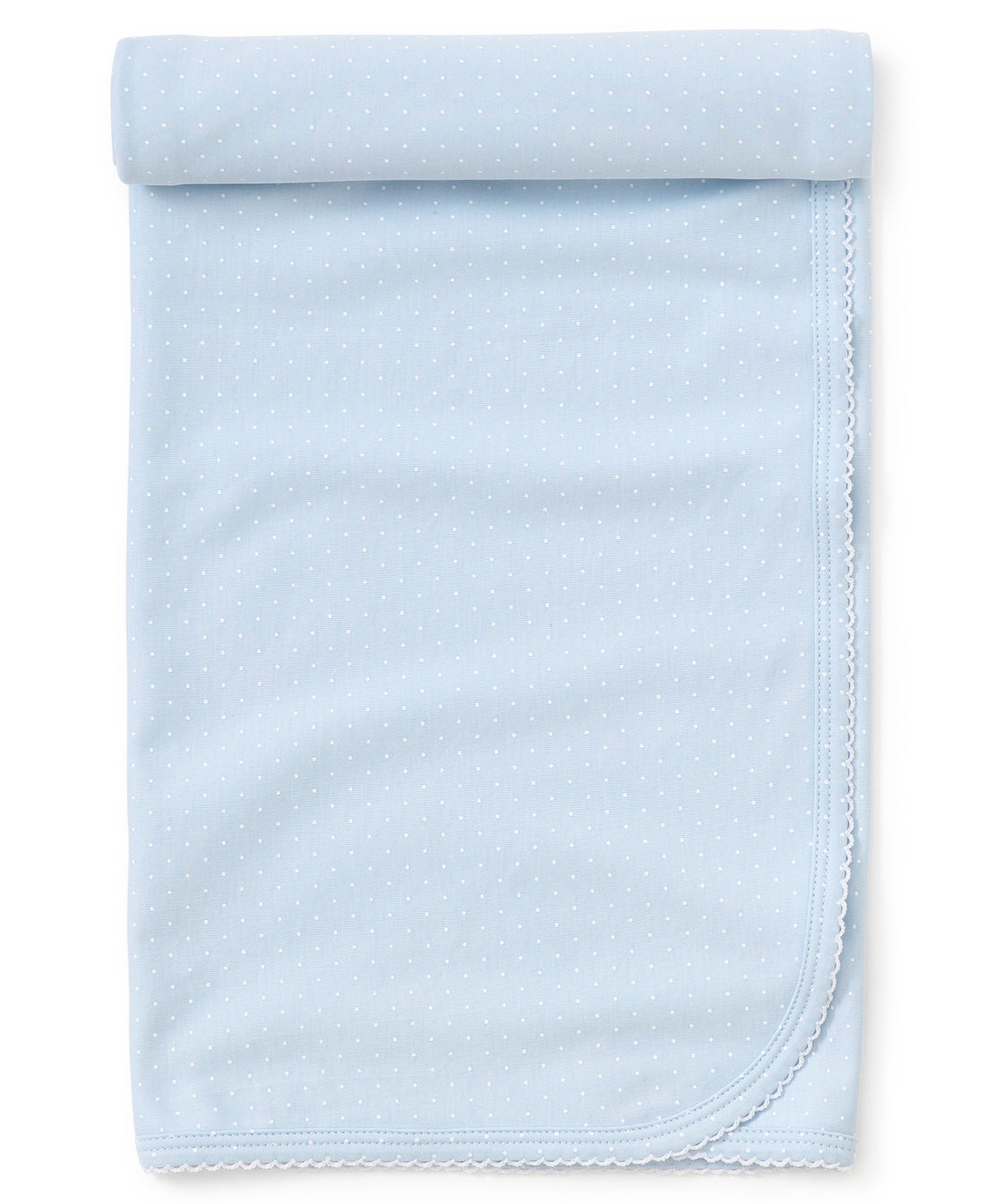 Dots Print Baby Blanket: Light Blue with White