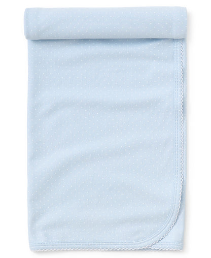 Dots Print Baby Blanket: Light Blue with White