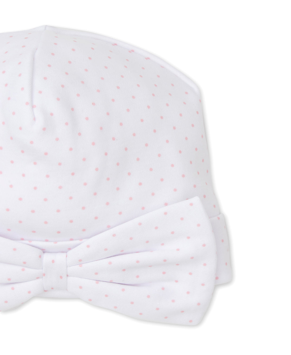 Dots Print Baby Beanie with Bow: White with Pink