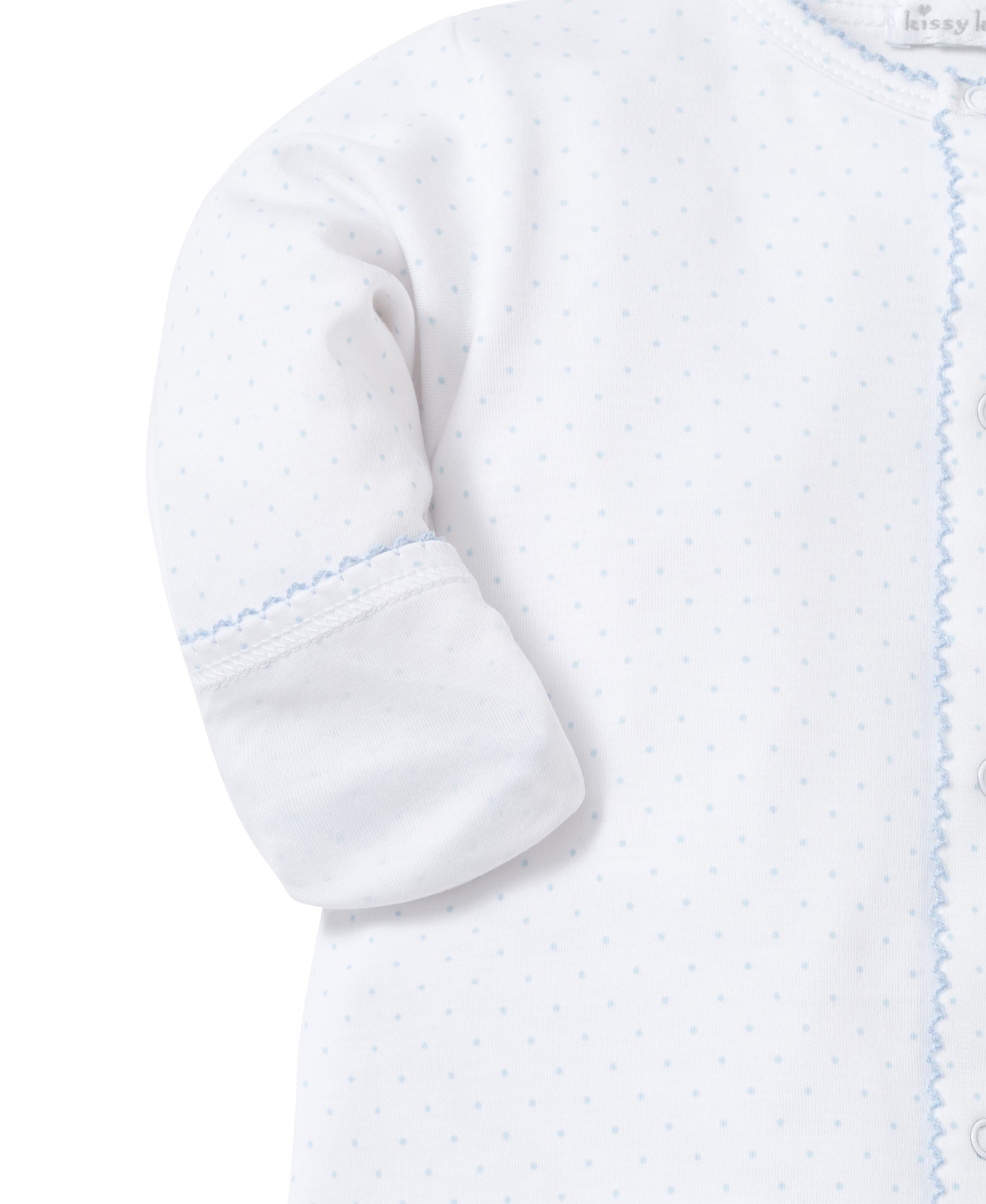 Kissy Kissy Dots Print Converter Gown: White with Light Blue