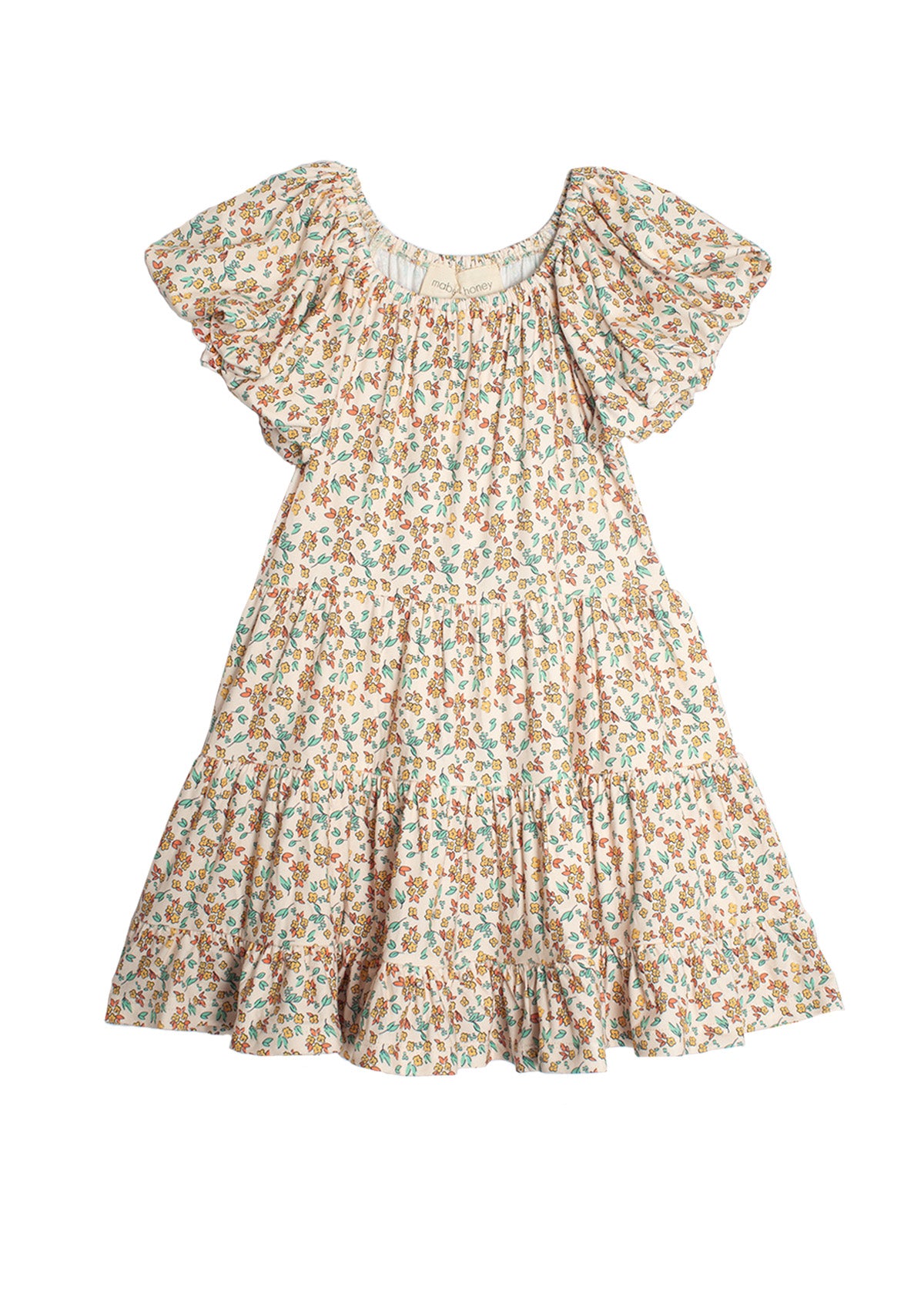 Field of Flowers Tiered Dress with  Puff Sleeve