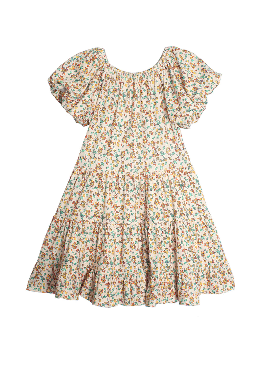 Field of Flowers Tiered Dress with  Puff Sleeve