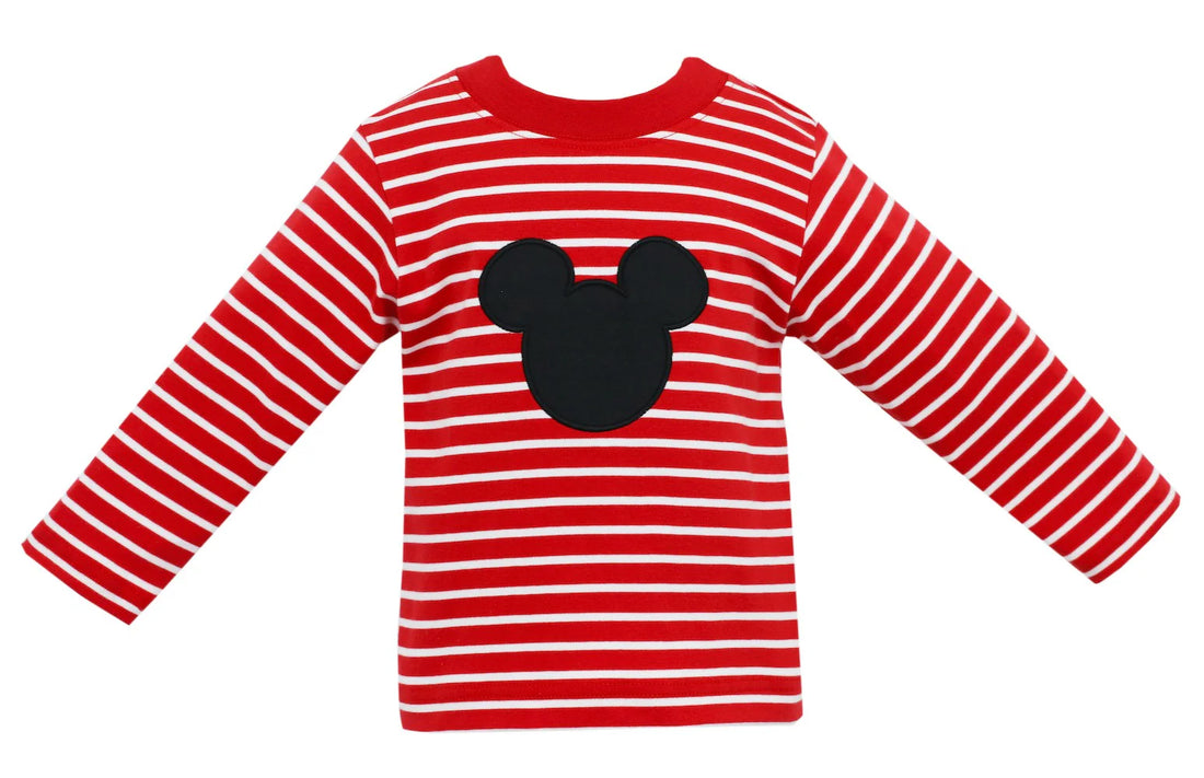 Mickey Red Stripe Knit LS T-Shirt