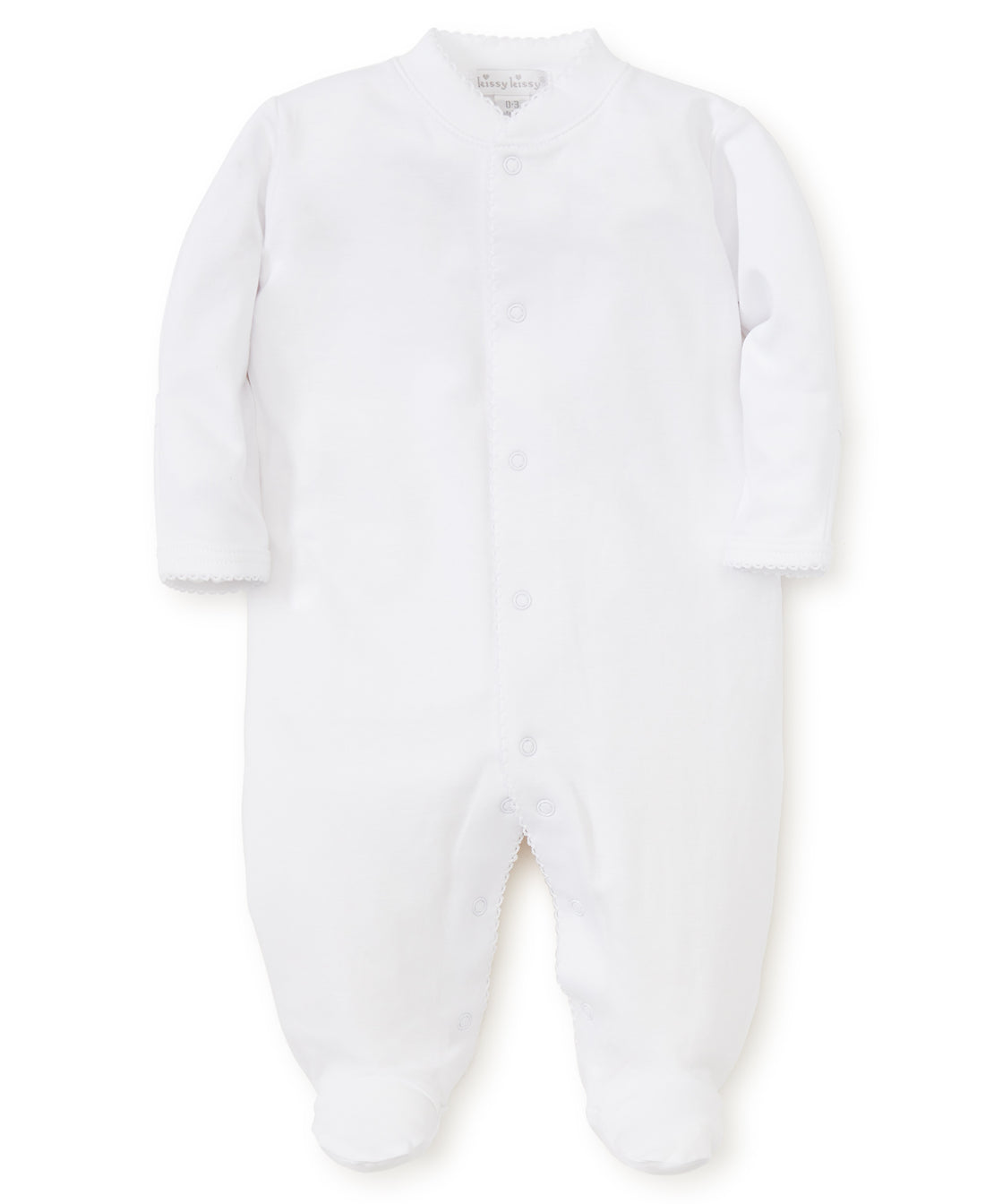 Basics Pima Cotton Footie: White with White Trim