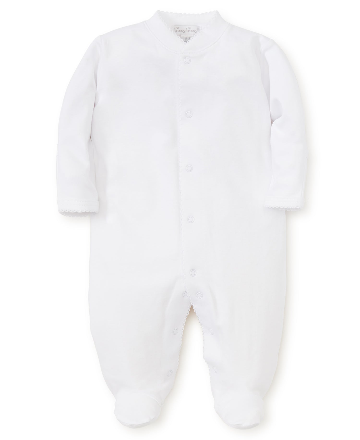 Basics Pima Cotton Footie: White with White Trim