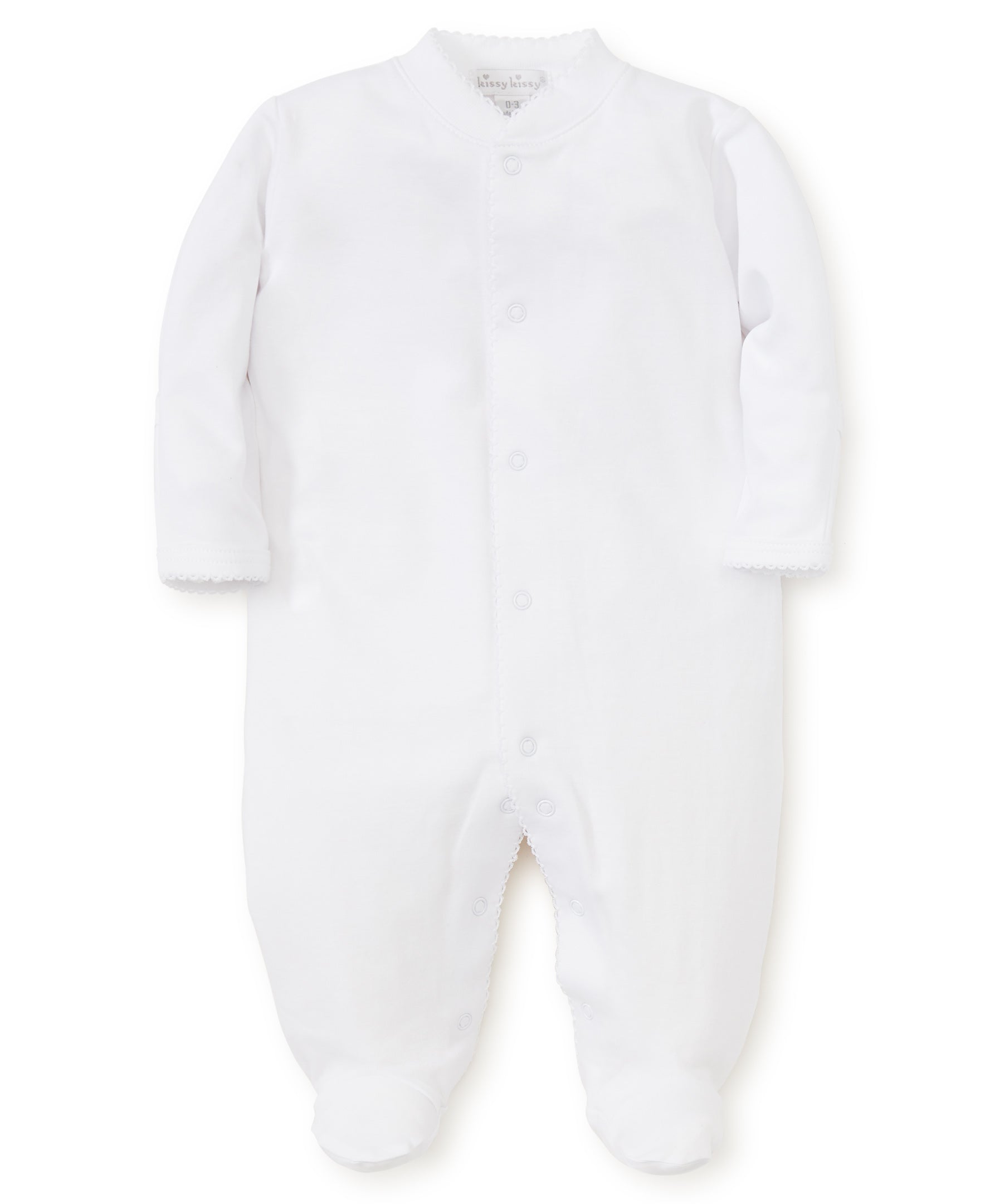 Basics Pima Cotton Footie: White with White Trim
