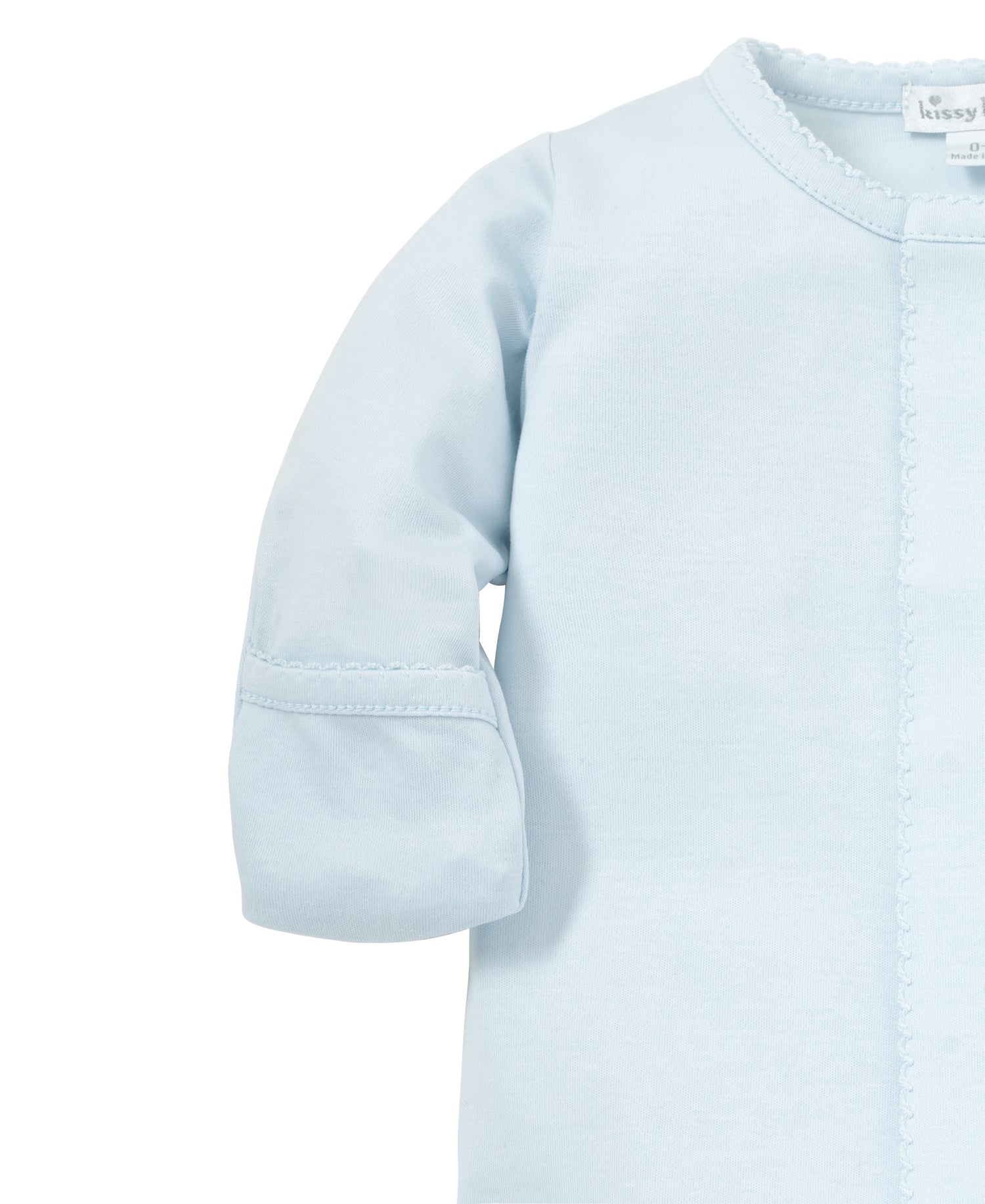 Basics Pima Cotton Footie: Light Blue with Light Blue Trim