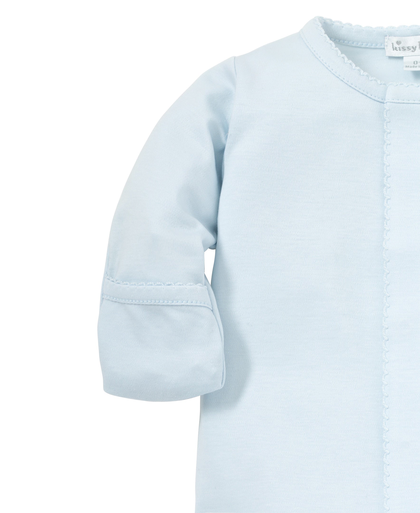 Basics Pima Cotton Footie: Light Blue with Light Blue Trim