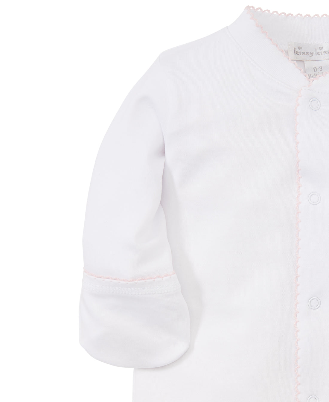 Basics Pima Cotton Footie: White with Light Pink Trim