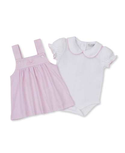 Springtime Bunny Fun Baby Girls Jumper Set: Light Pink