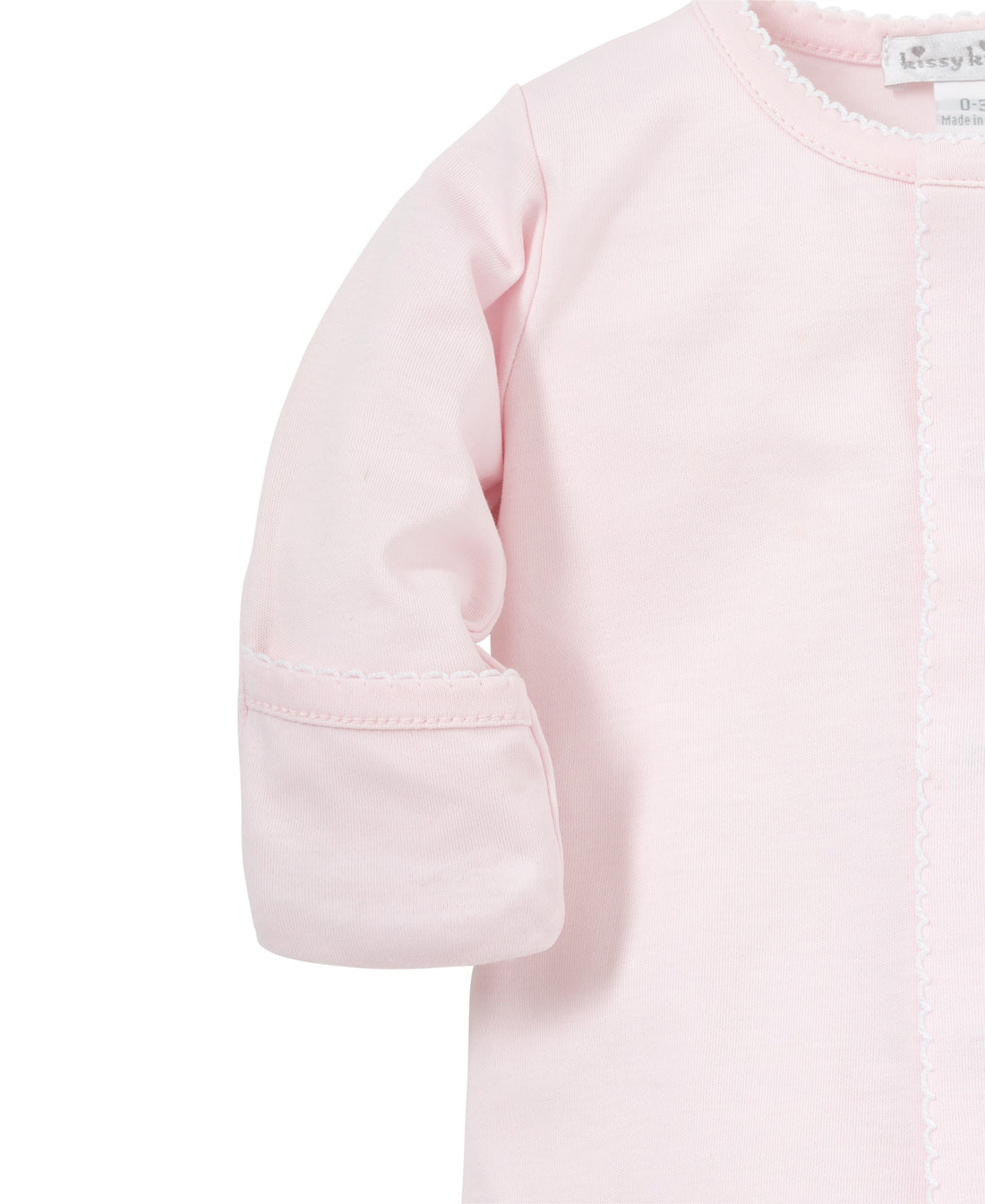 Basics Pima Cotton Footie: Light Pink with White Trim