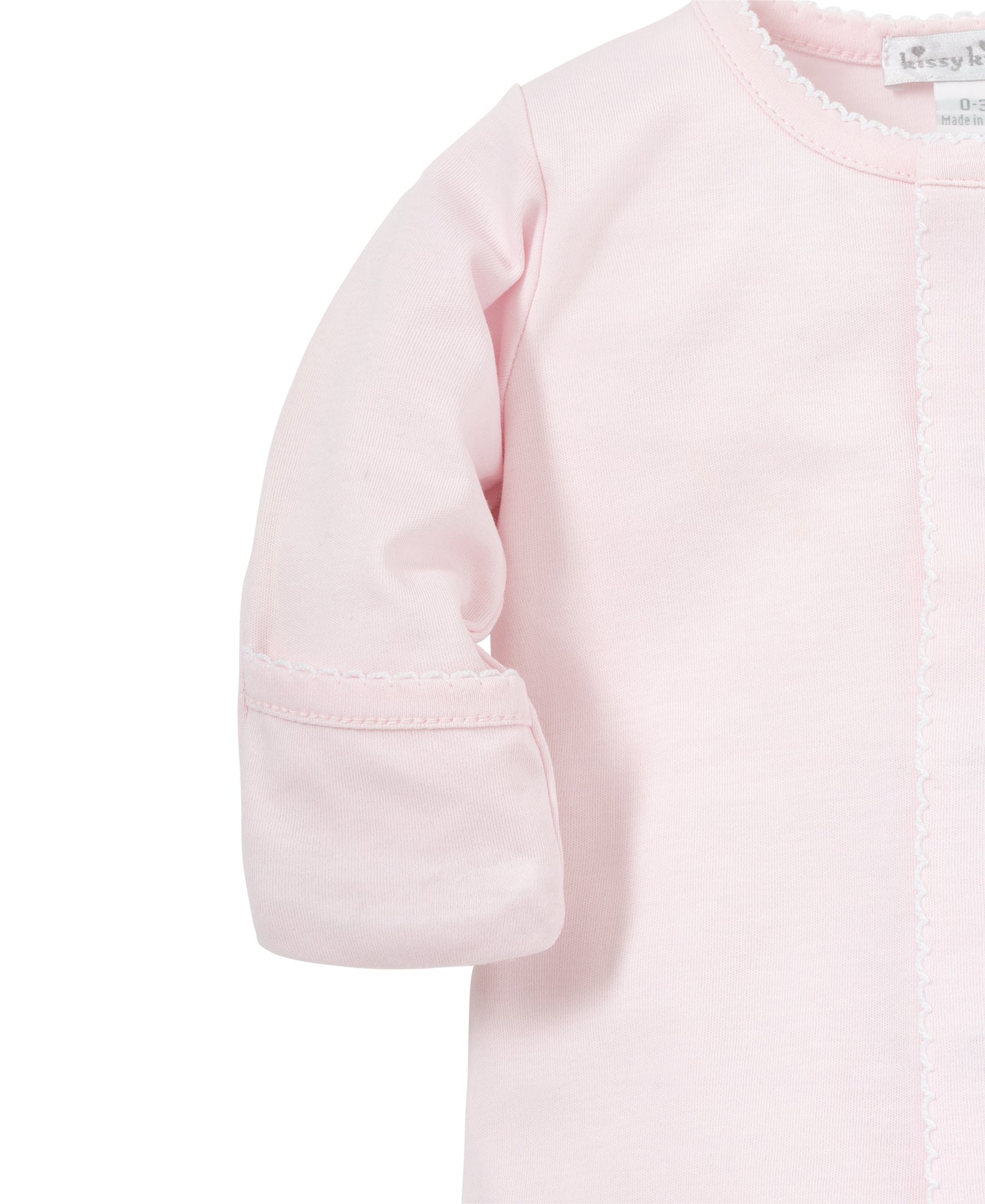 Basics Pima Cotton Footie: Light Pink with White Trim