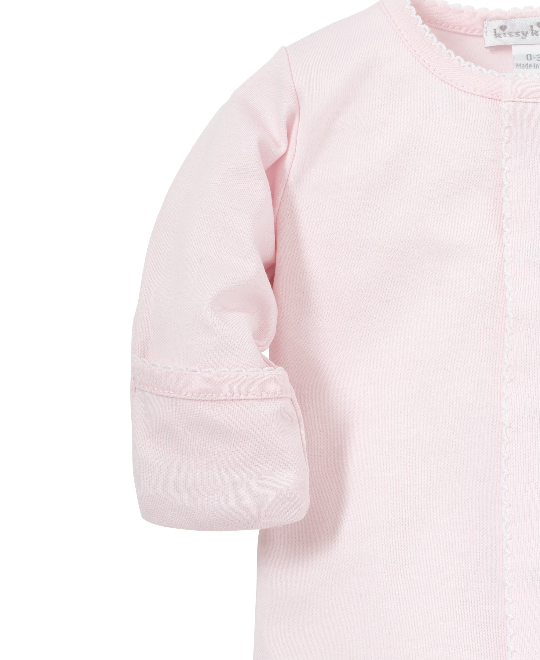 Basics Pima Cotton Footie: Light Pink with White Trim