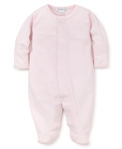 Basics Pima Cotton Footie: Light Pink with White Trim