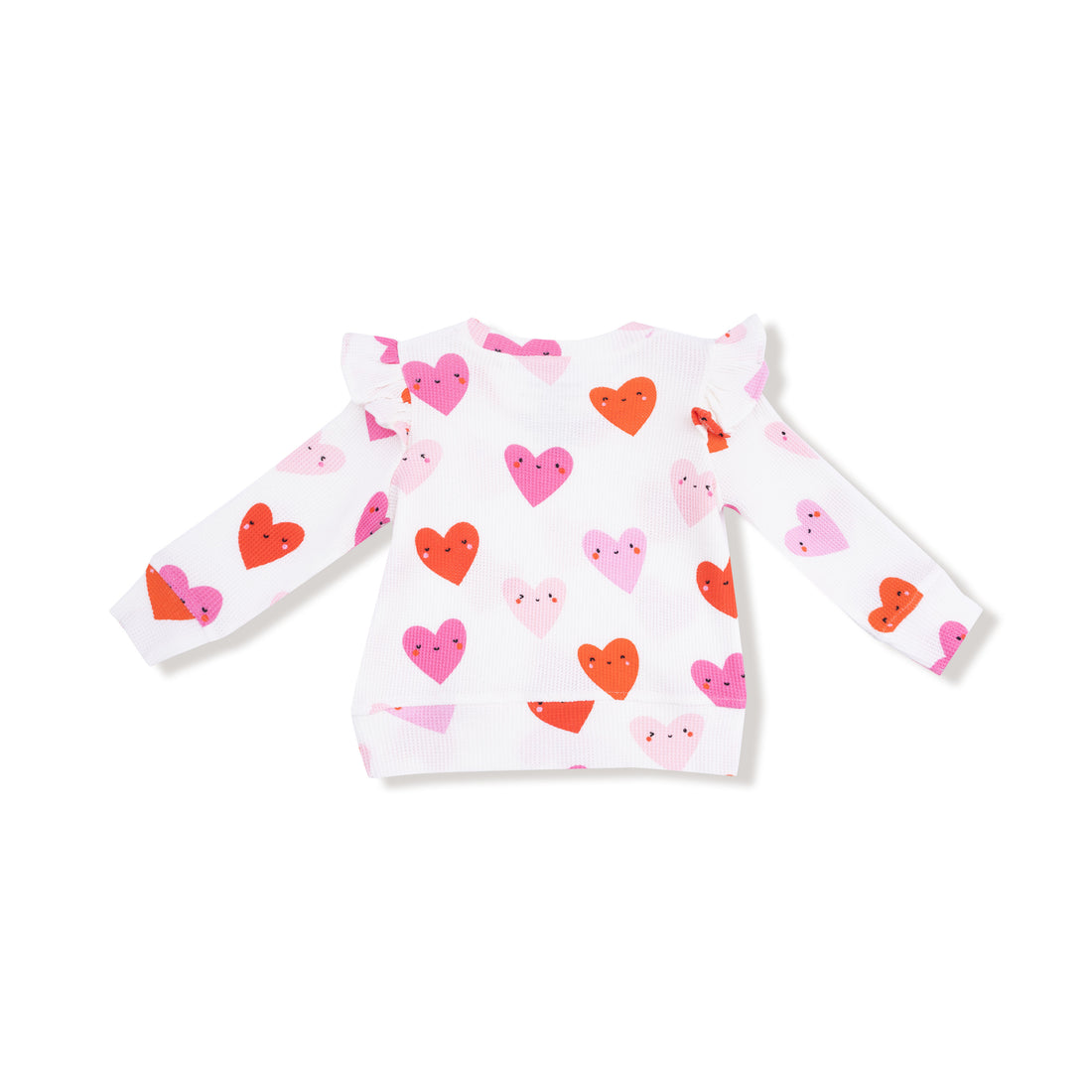 Happy Hearts Ruffle Sleeve Waffle Top