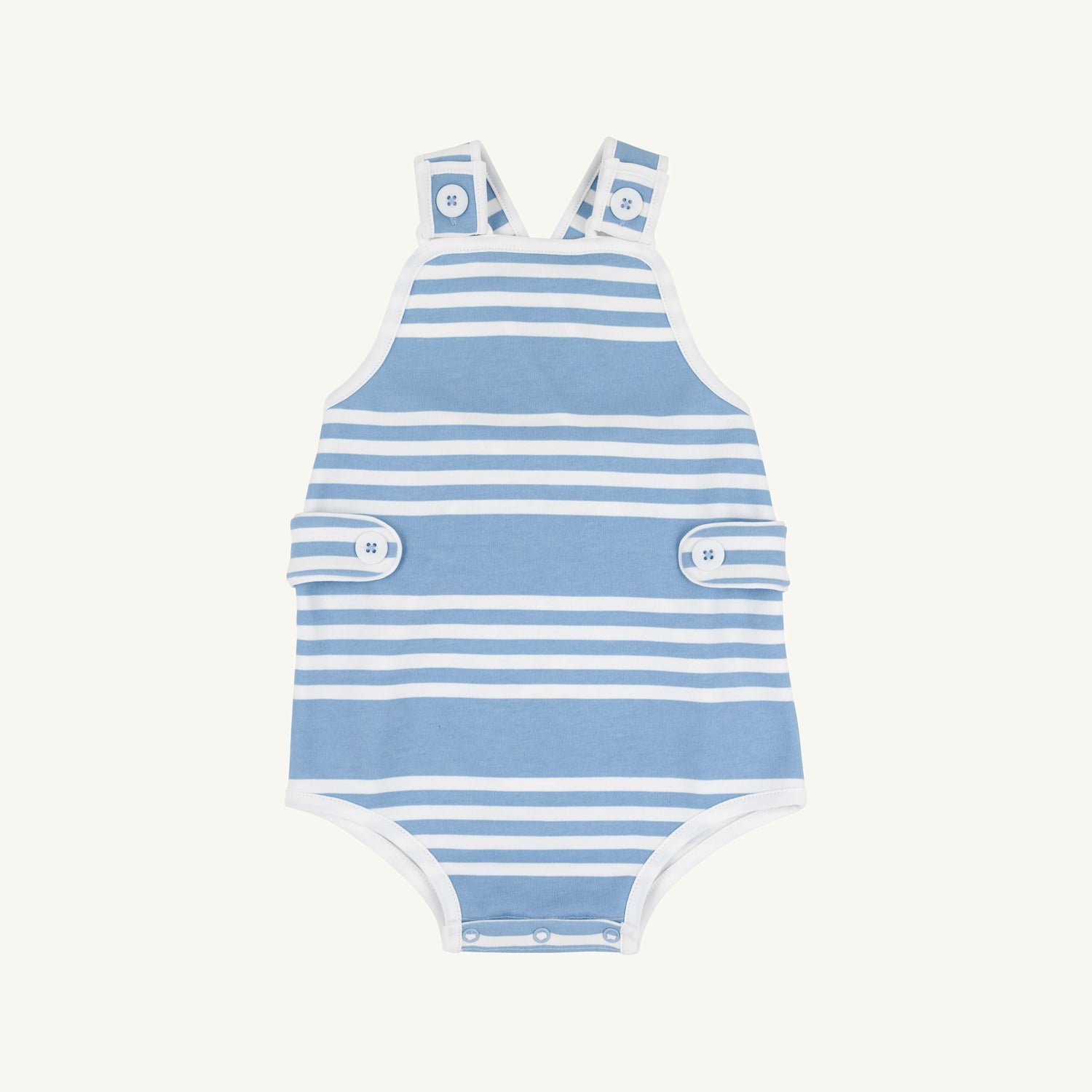 TBBC Skipper Sunsuit - Pima: Saddle Ridge Stripe (Sarasota Sky)/Worth Ave White