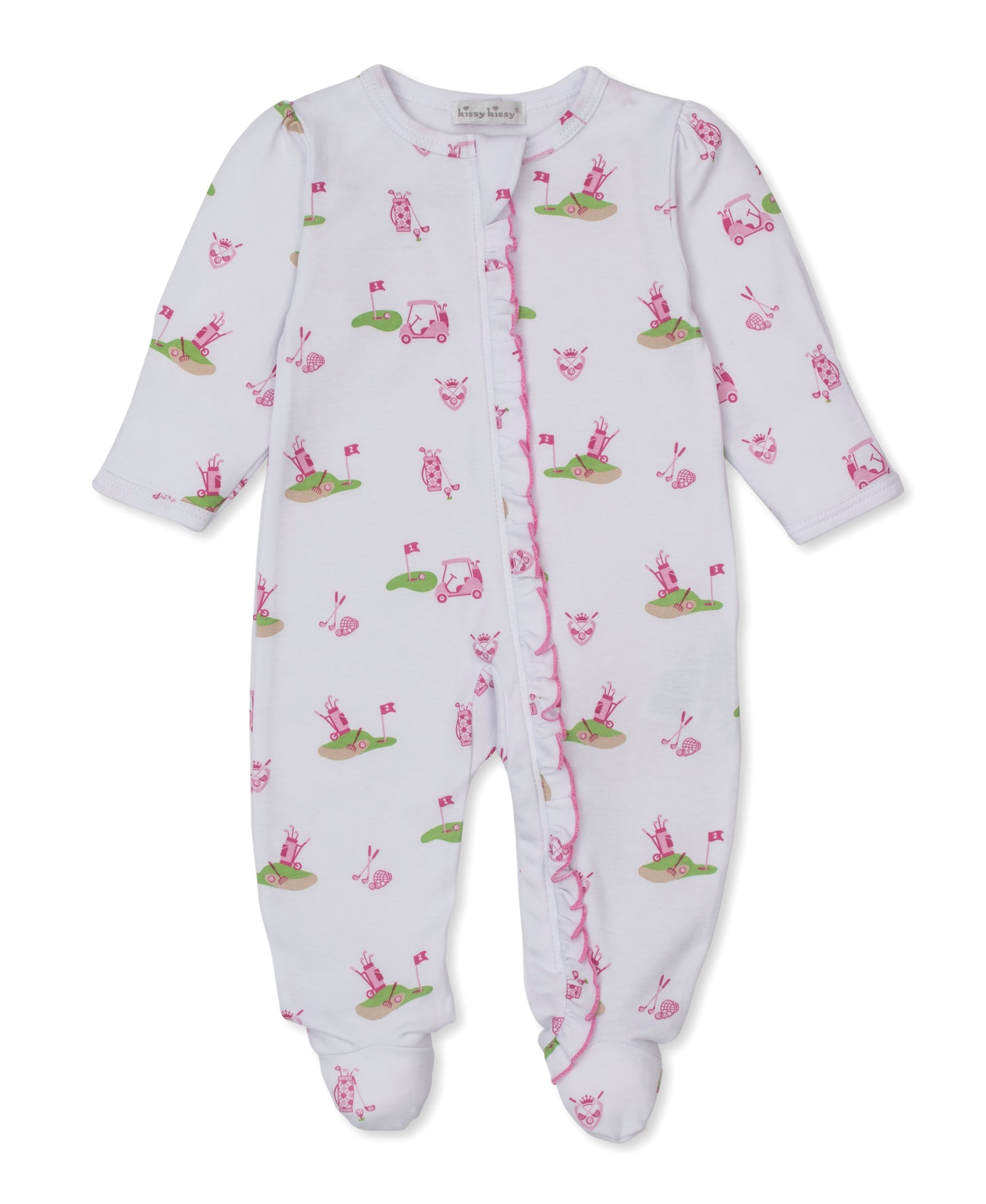 Golf Championship Zipper Footie w/Ruffle: Light Pink