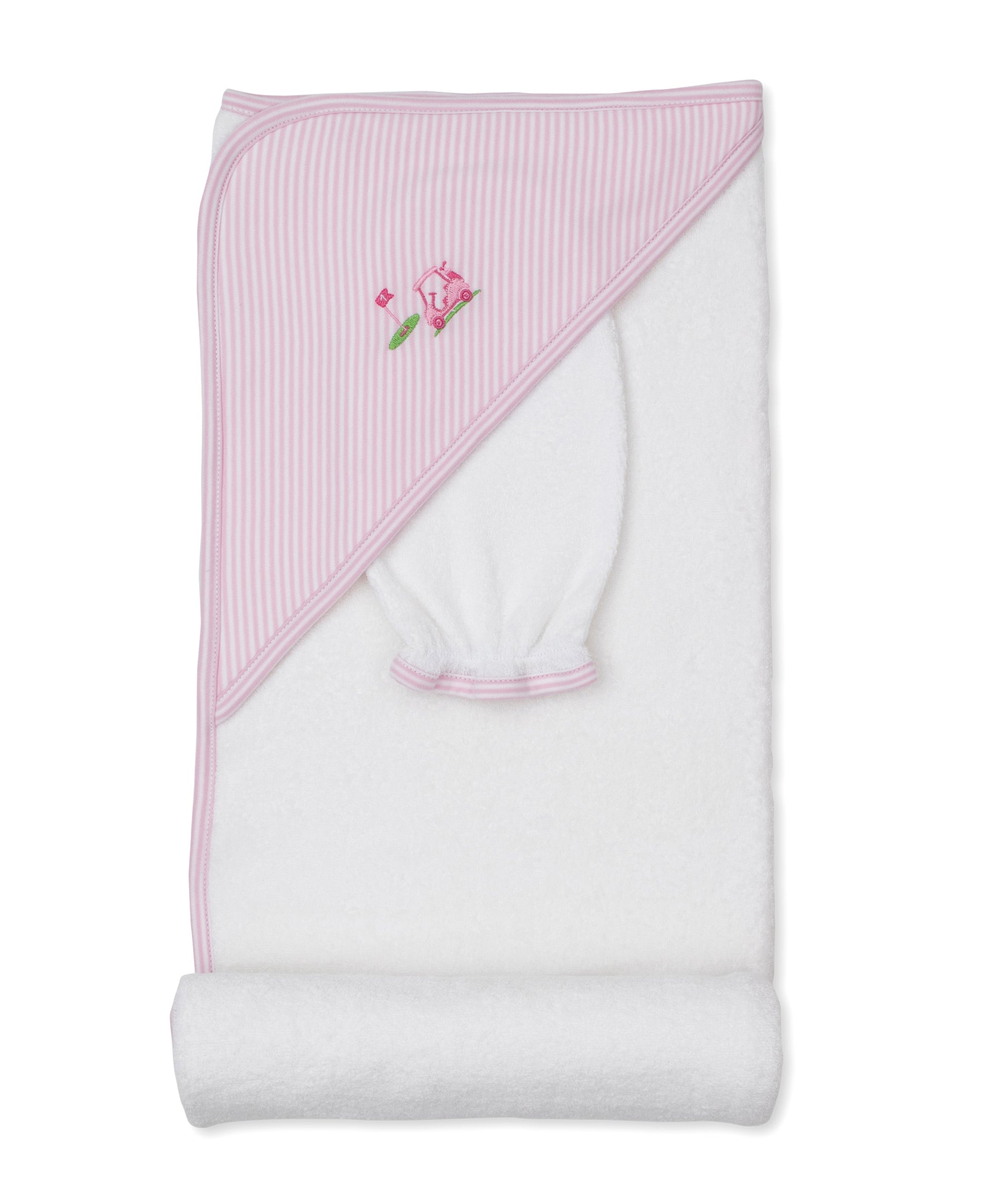 Golf Championship Hooded Towel + Mitt Set: Light Pink