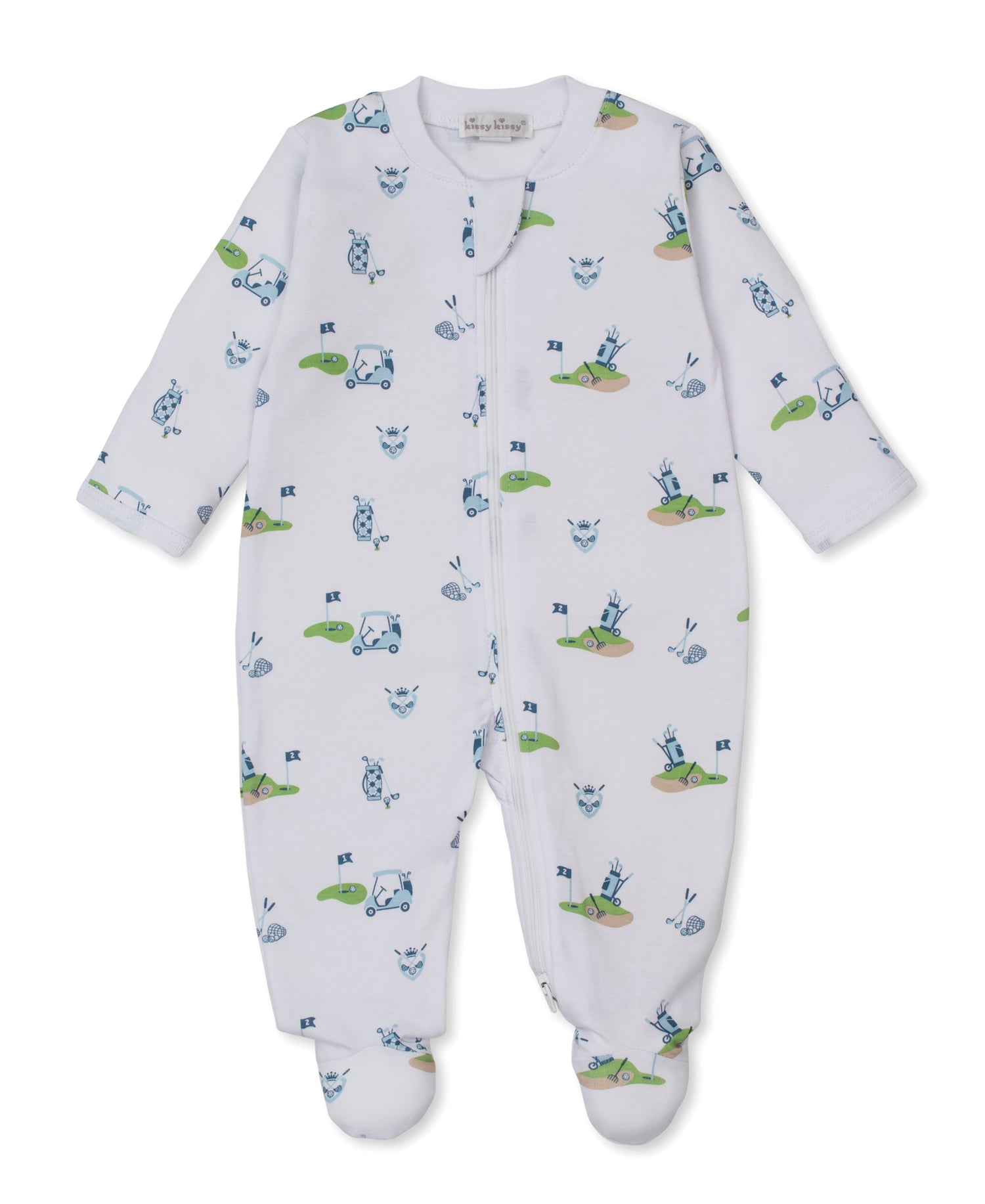 Golf Championship Zipper Footie: Light Blue