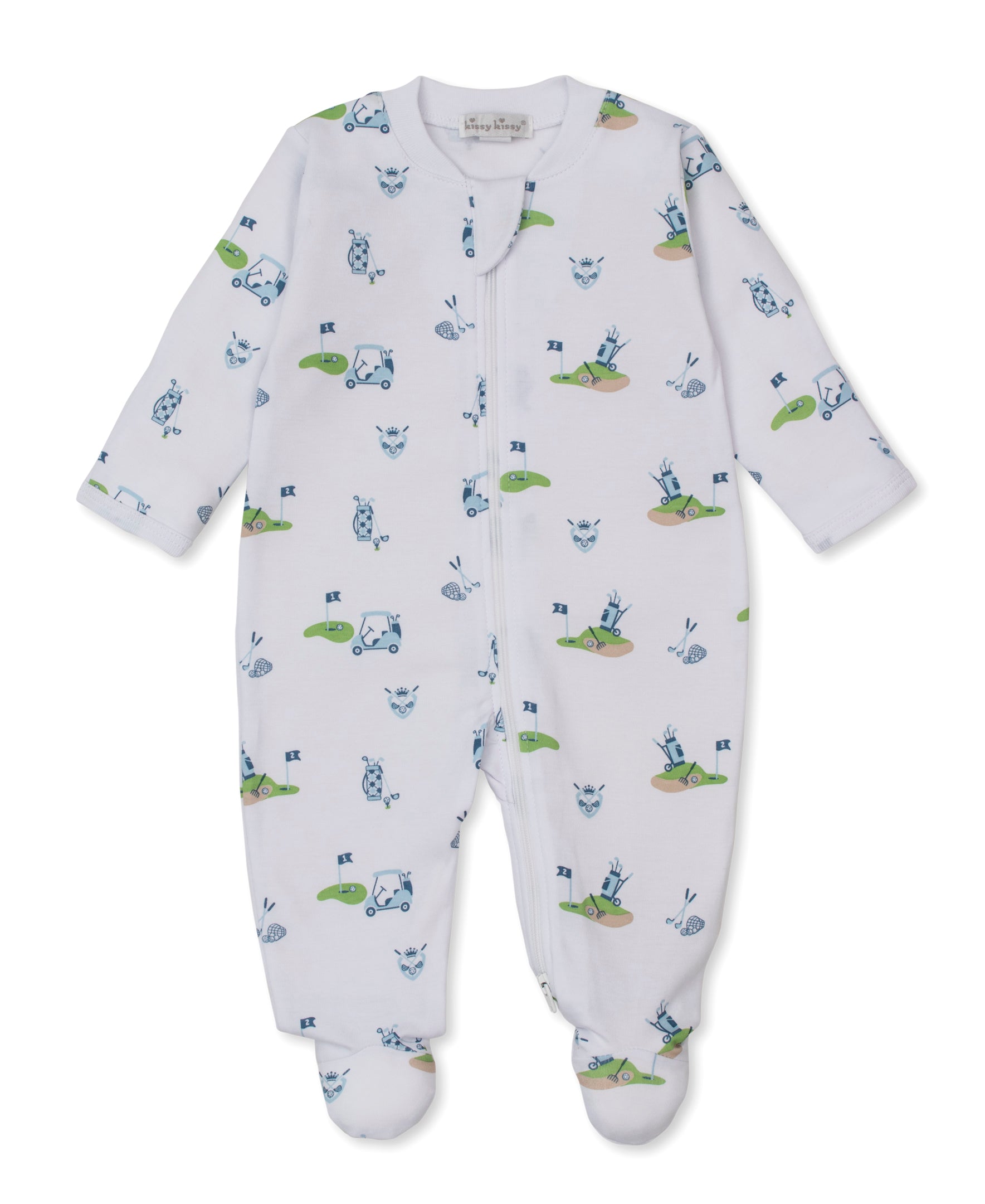 Golf Championship Zipper Footie: Light Blue