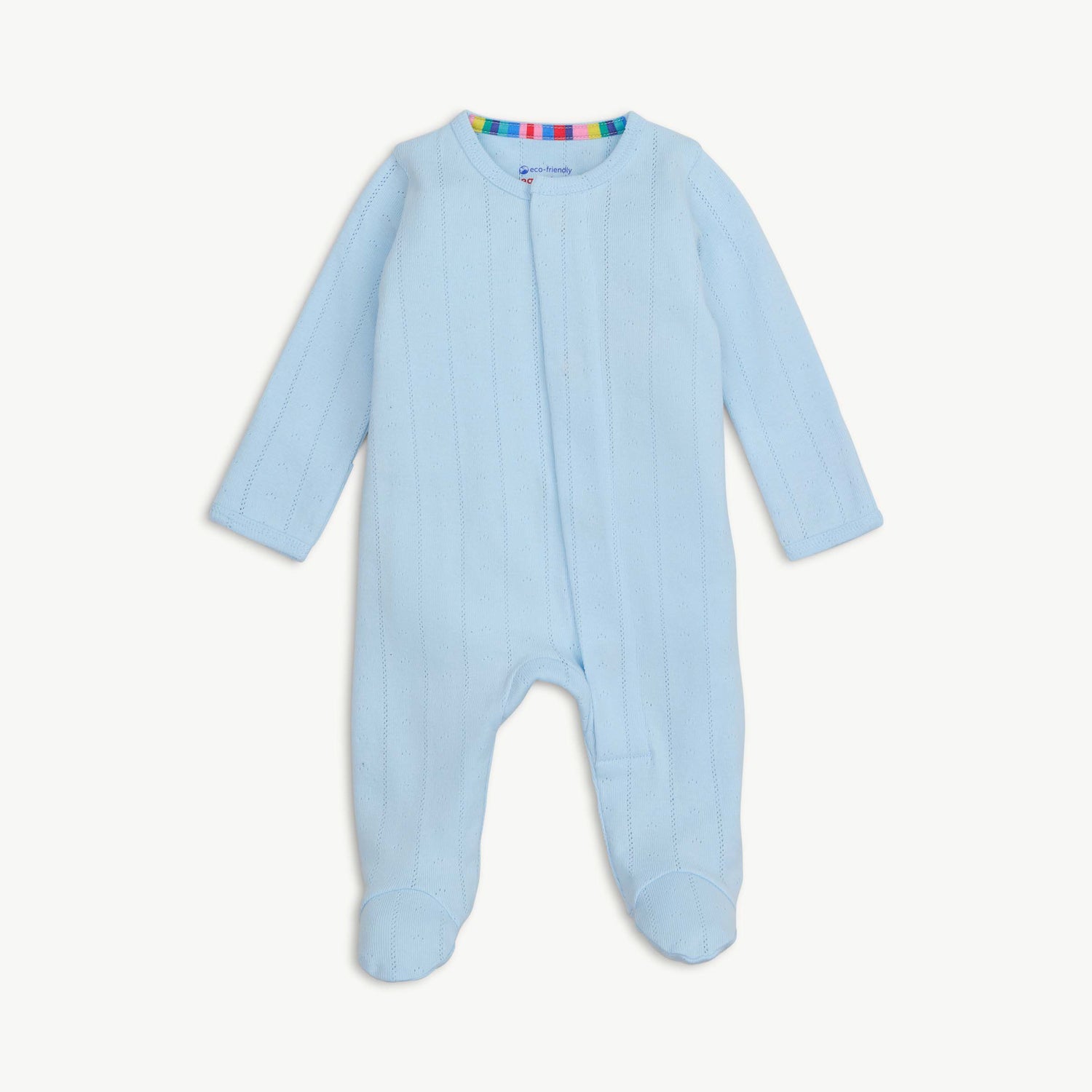 Love Lines Pointelle Magnetic Footie: Light Blue