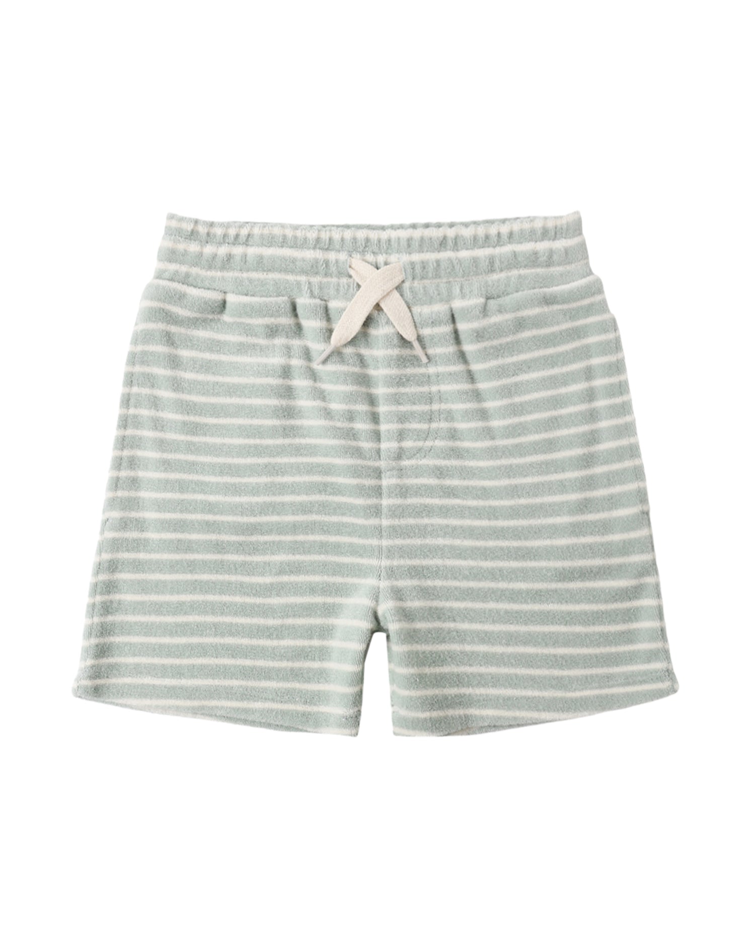 Terry Boys Shorts: Seafoam Stripe