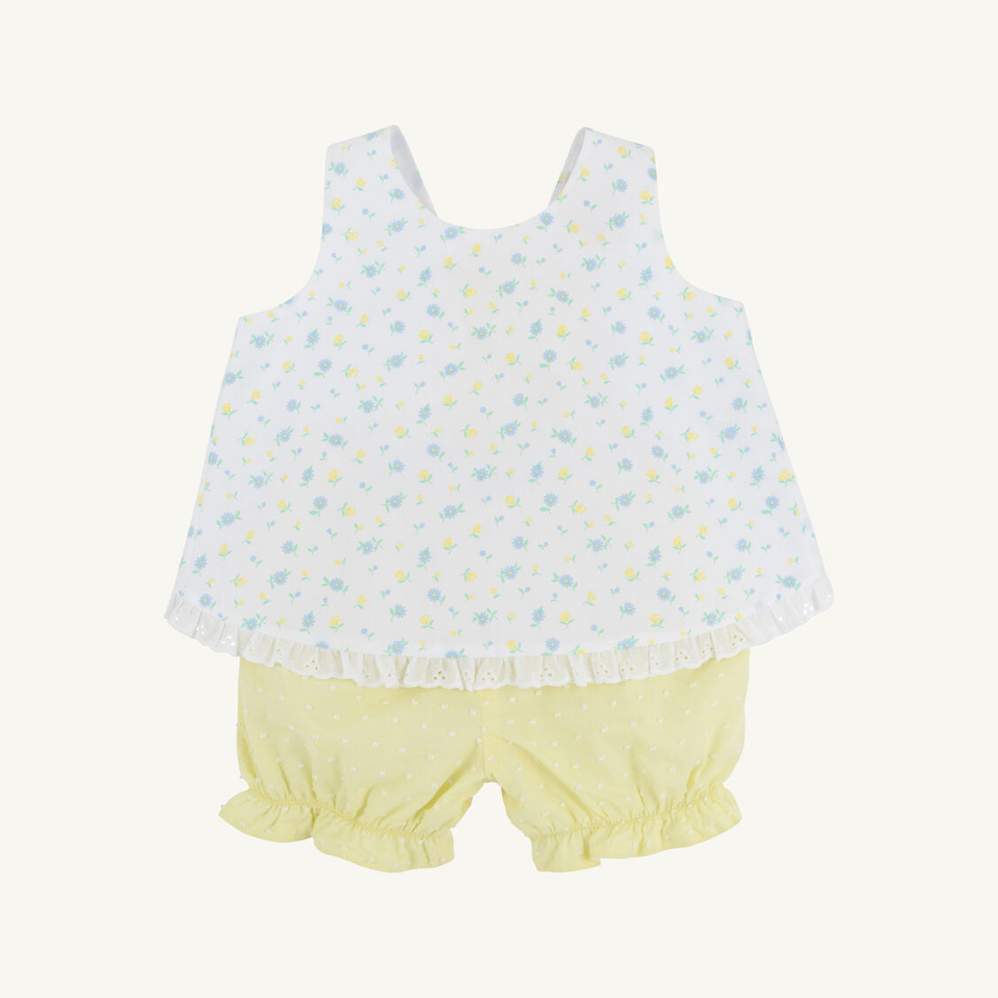 TBBC Susy Swing Top Set- Broadcloth: Dunwoody Daisy/York Yellow and Worth Ave White Dallas Dot