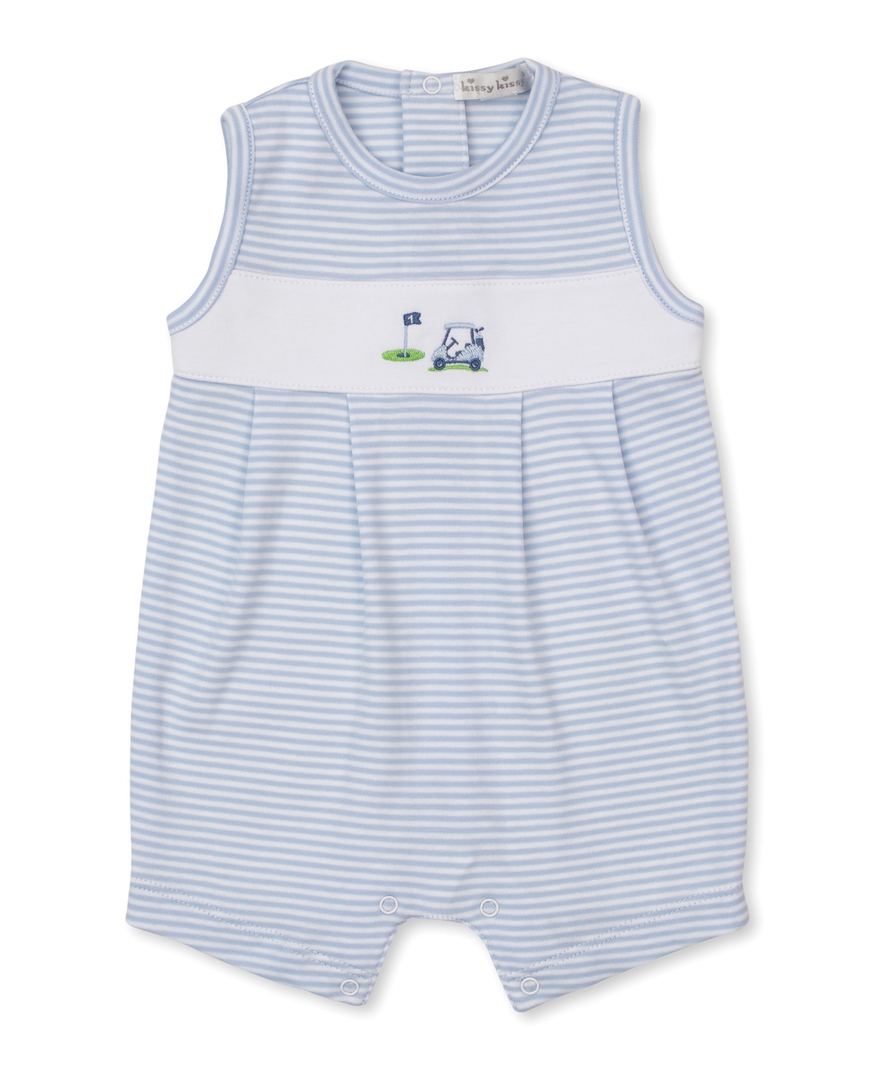 Golf Championship Embroidered Sleeveless Playsuit: Light Blue
