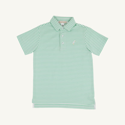 TBBC SS Prim &amp; Proper Polo: Grace Bay Green Stripe