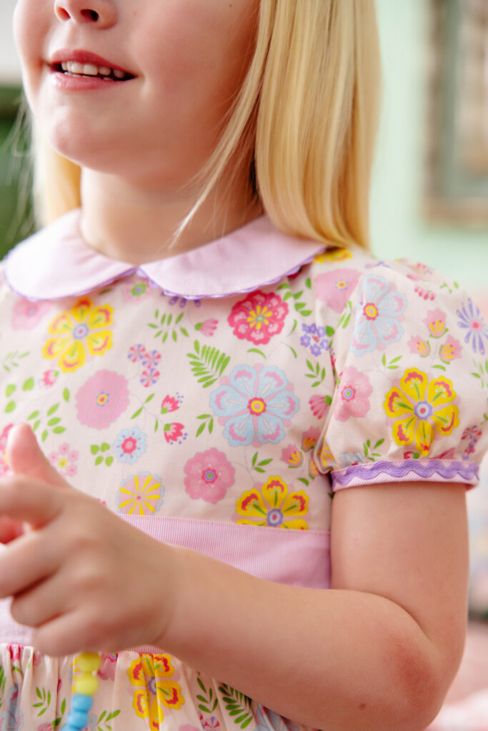 Cindy Lou Sash Dress - Broadcloth: Boca Grande Begonia/Hamptons Hot Pink Pique Stripe