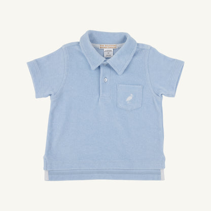 TBBC Prim And Proper Polo-Terrycloth: Beale Street Blue/Worth Ave White