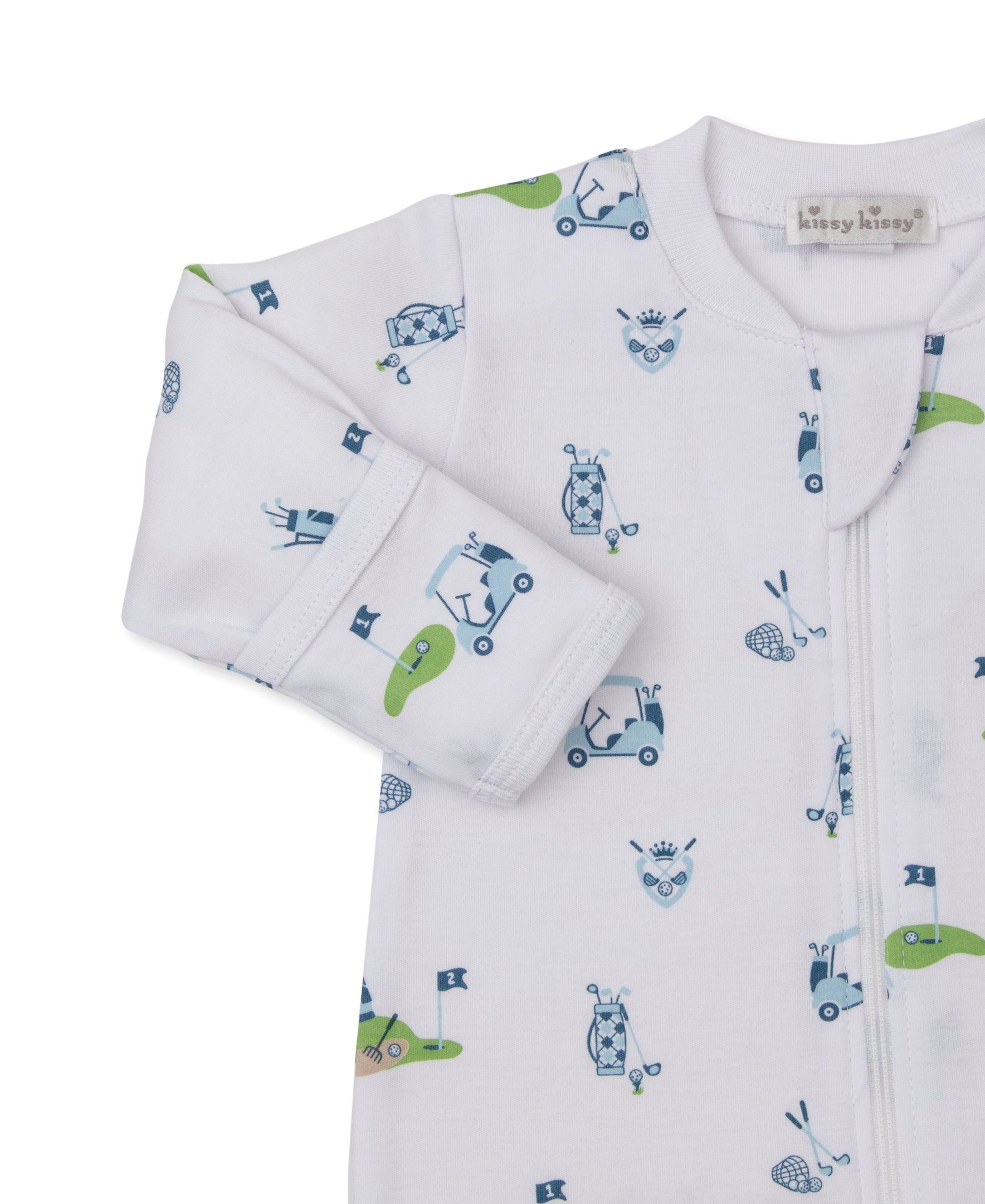 Golf Championship Zipper Footie: Light Blue