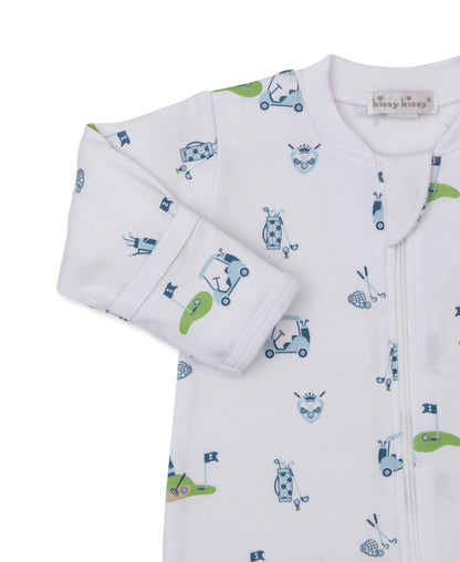 Golf Championship Zipper Footie: Light Blue