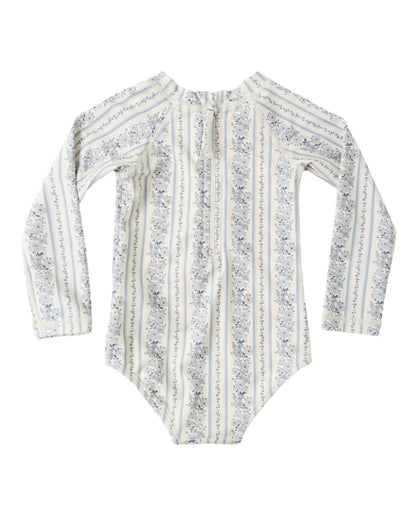 Delphine Rashguard Swimsuit: Blue Floral