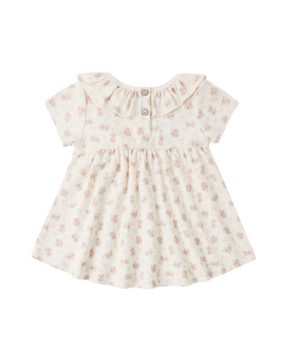 Ruffle Collar Jersey Dress: Flower Field