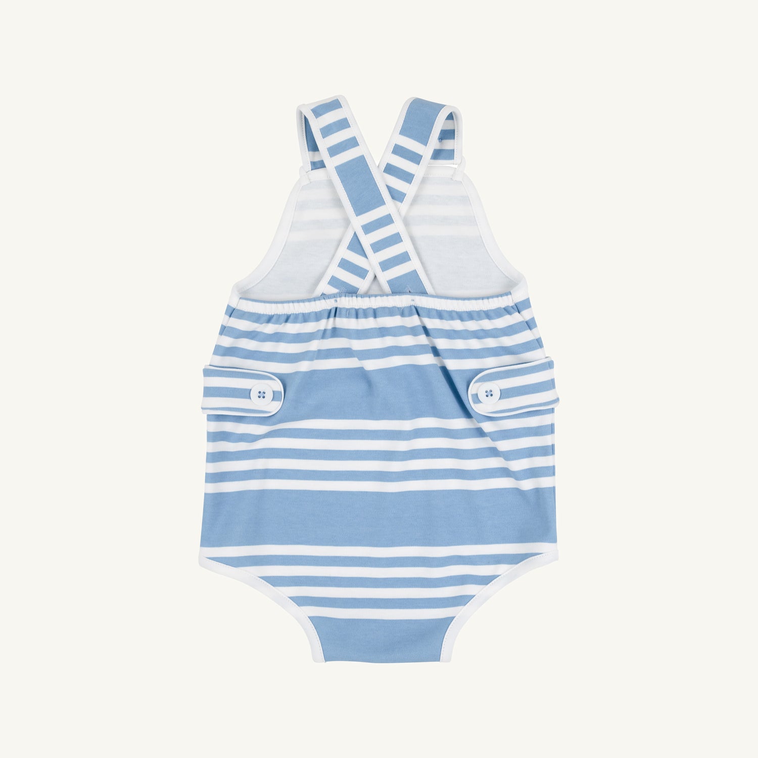 TBBC Skipper Sunsuit - Pima: Saddle Ridge Stripe (Sarasota Sky)/Worth Ave White