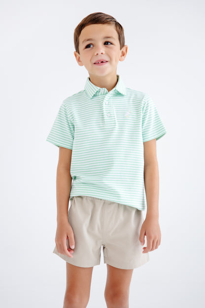 TBBC SS Prim &amp; Proper Polo: Grace Bay Green Stripe
