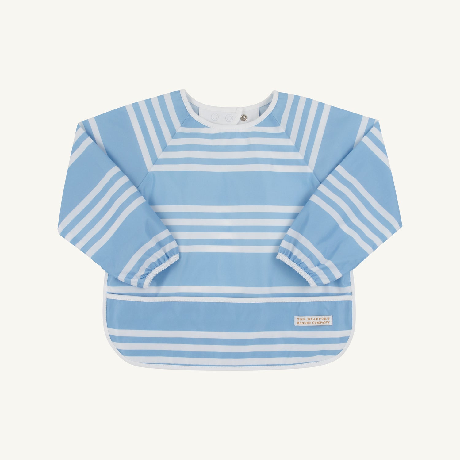 TBBC Biscuit Bib: Saddle Ridge Stripe (Sarasota Sky)/Worth Ave White