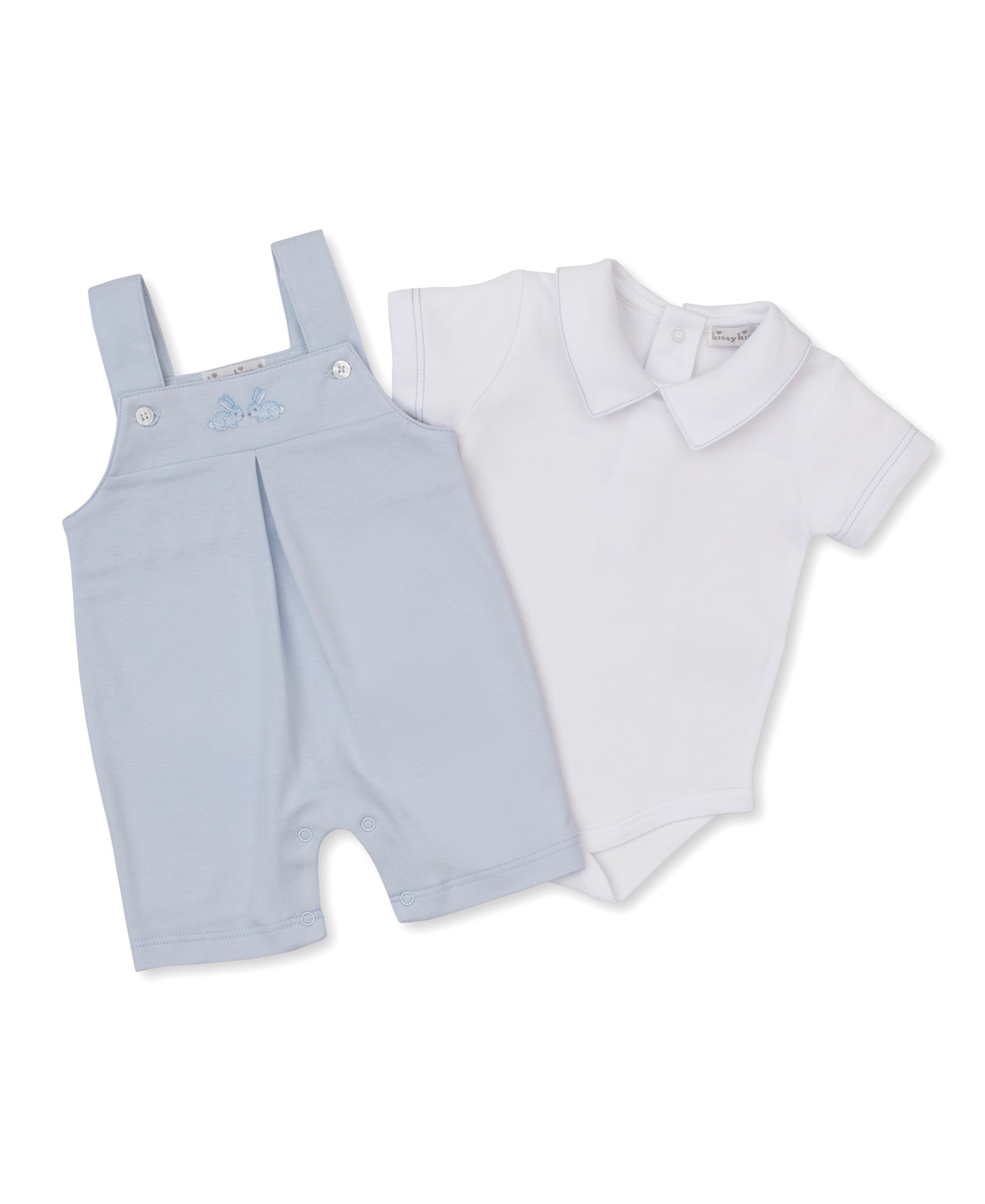 Springtime Bunny Fun Overall Set: Light Blue