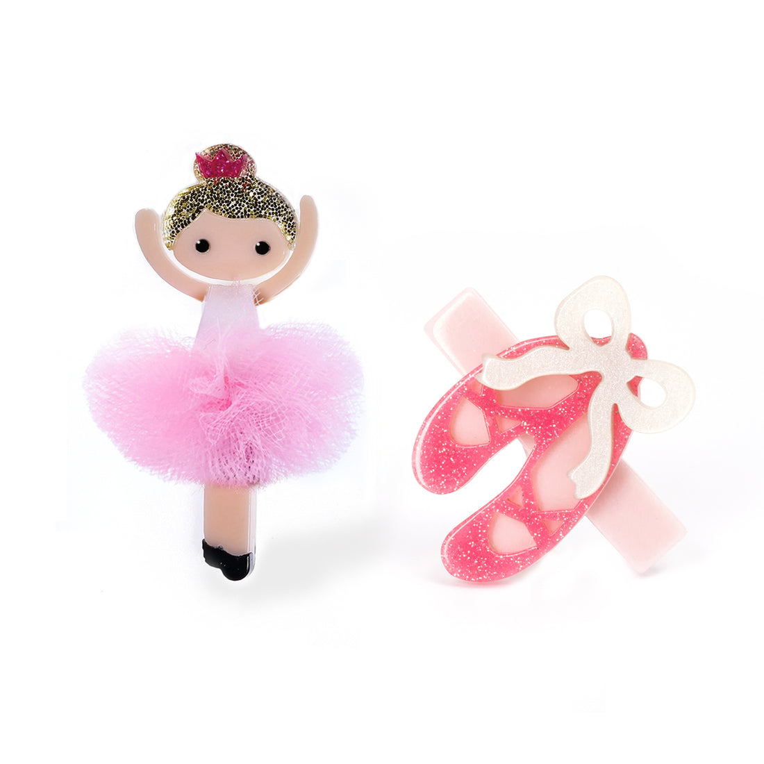 Pink Tutu Ballerina &amp; Ballet Slippers Hair Clips