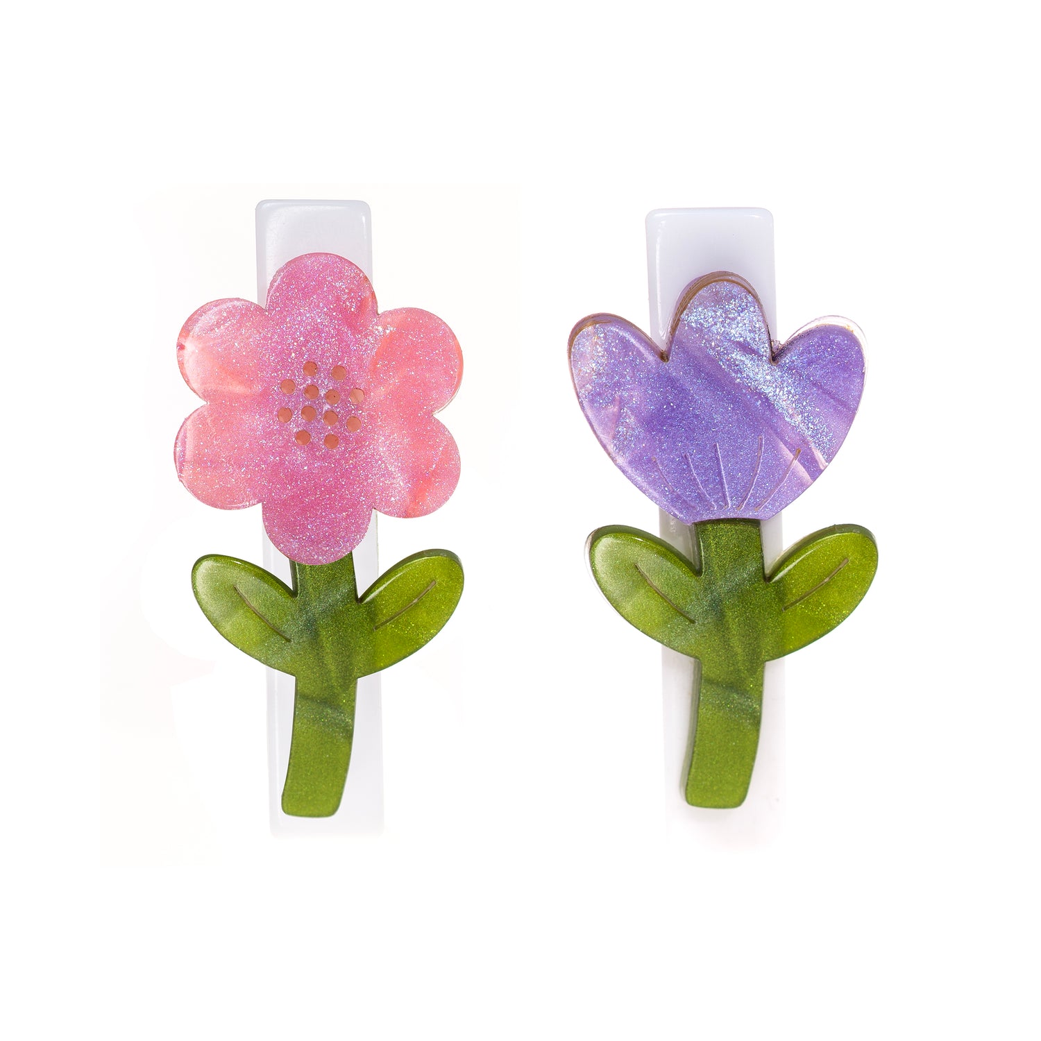 Pink &amp; Purple Tulip Flower Hair Clips