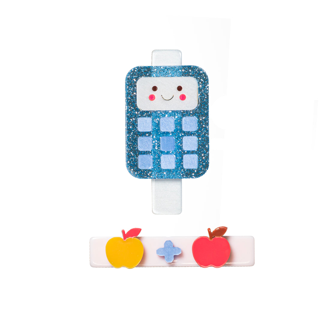 Calculator Glitter Blue Hair Clips