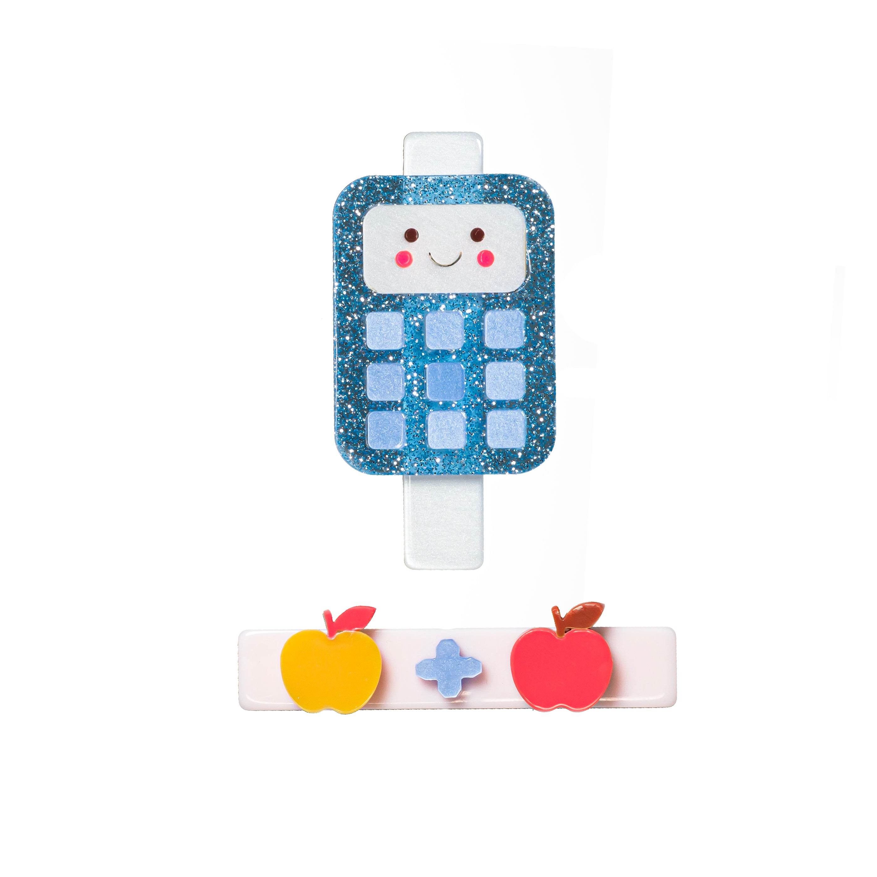 Calculator Glitter Blue Hair Clips