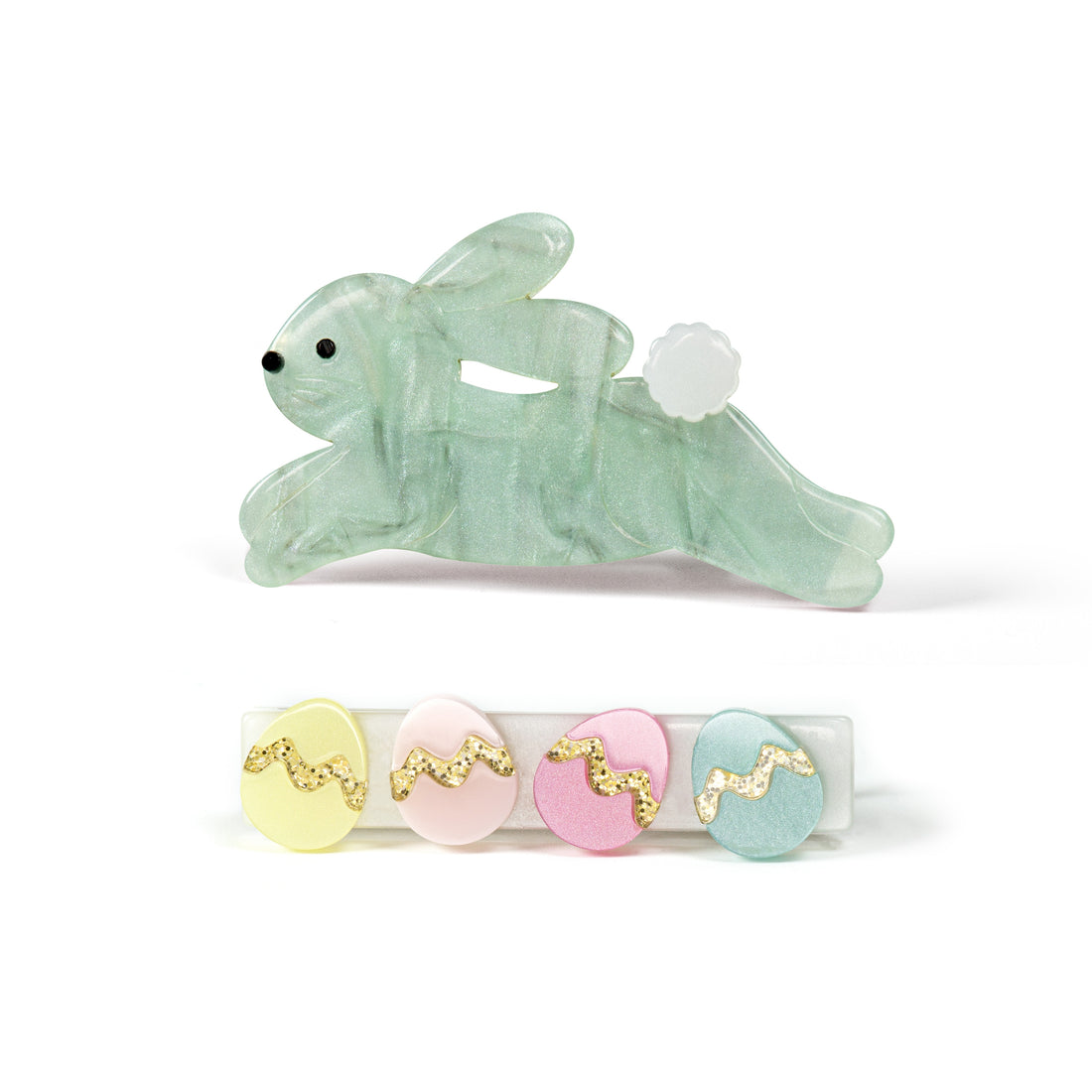 Hop Bunny Mint Easter Eggs Hair Clips